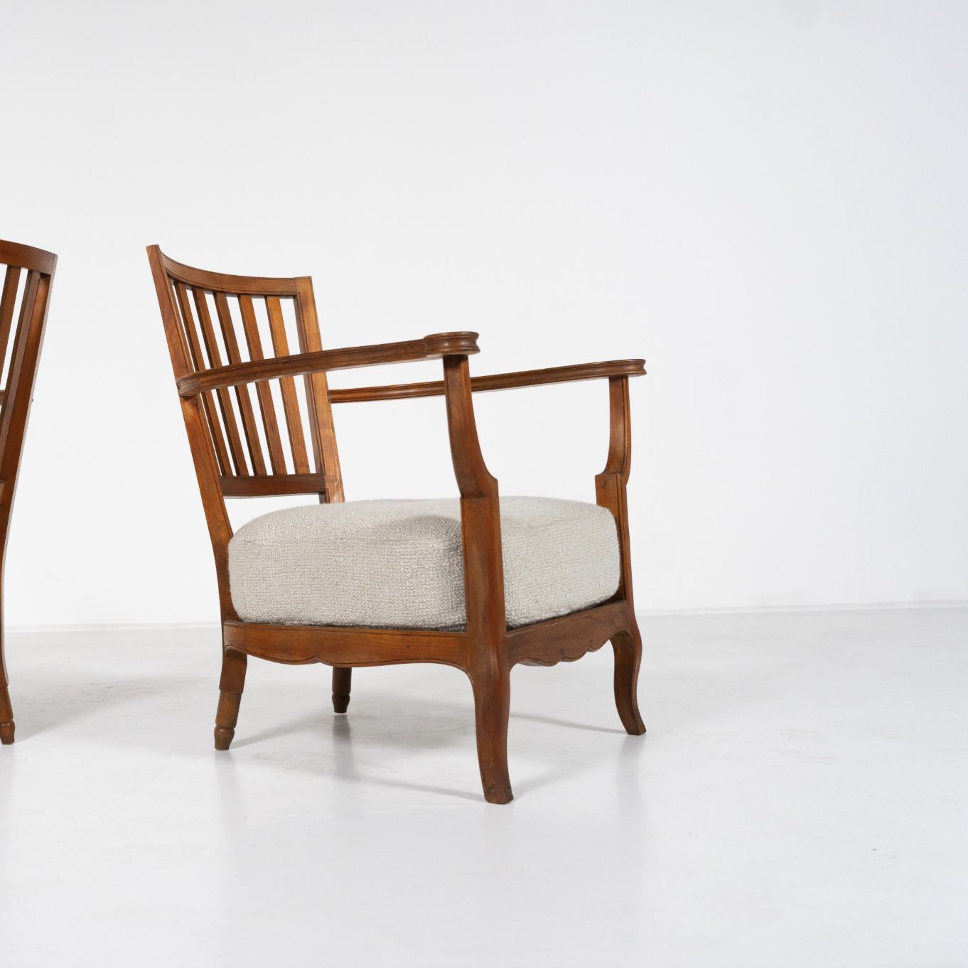 photo furniture Pair Of Wooden And Fabric Armchairs, 1960s – New Upholstery