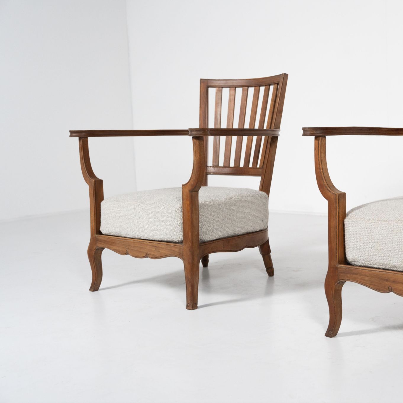 2330.0 Pair Of Wooden And Fabric Armchairs, 1960s – New Upholstery photo