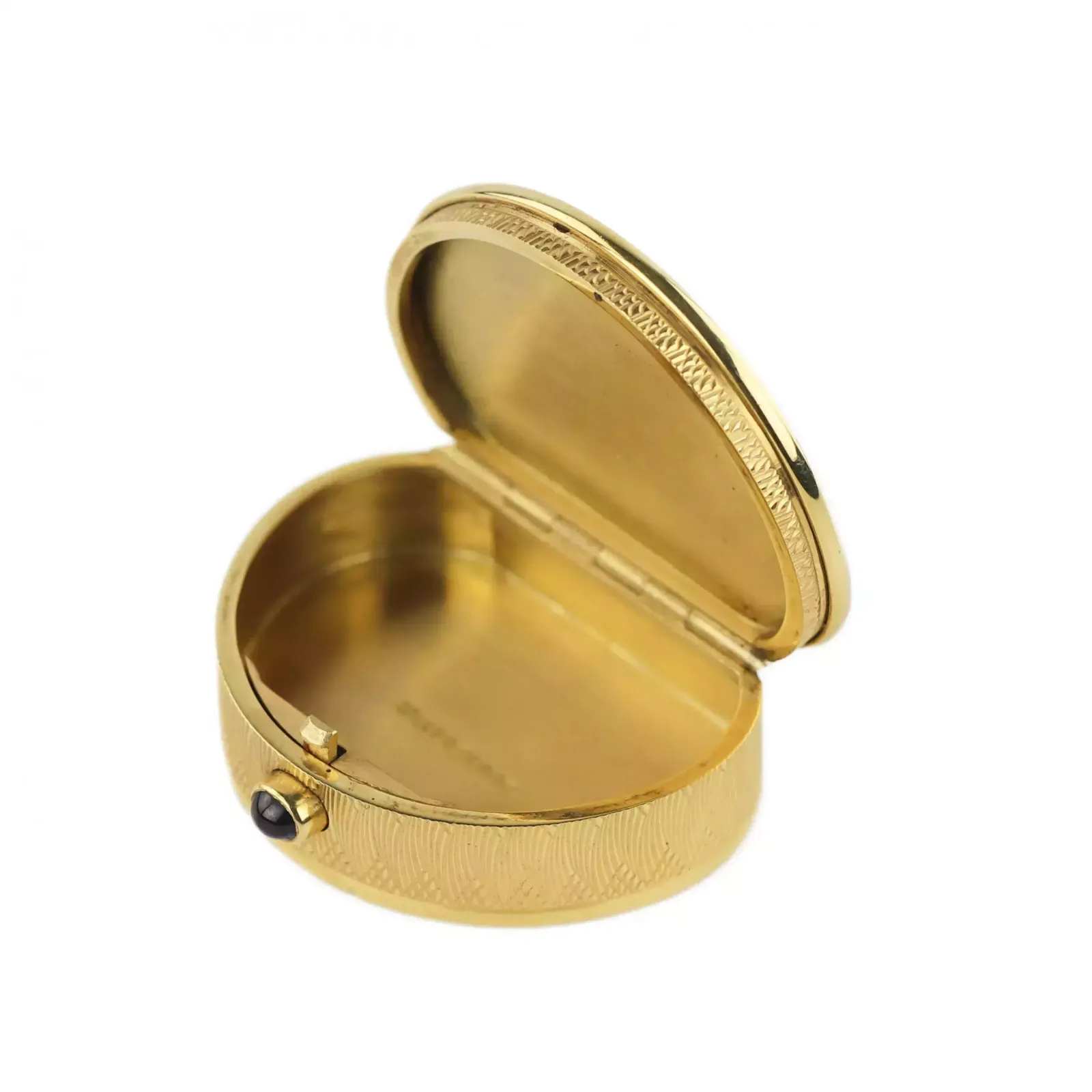 19th Century English Gold Pill Box With Diamonds And Guilloché Enamel. photo Home Decor