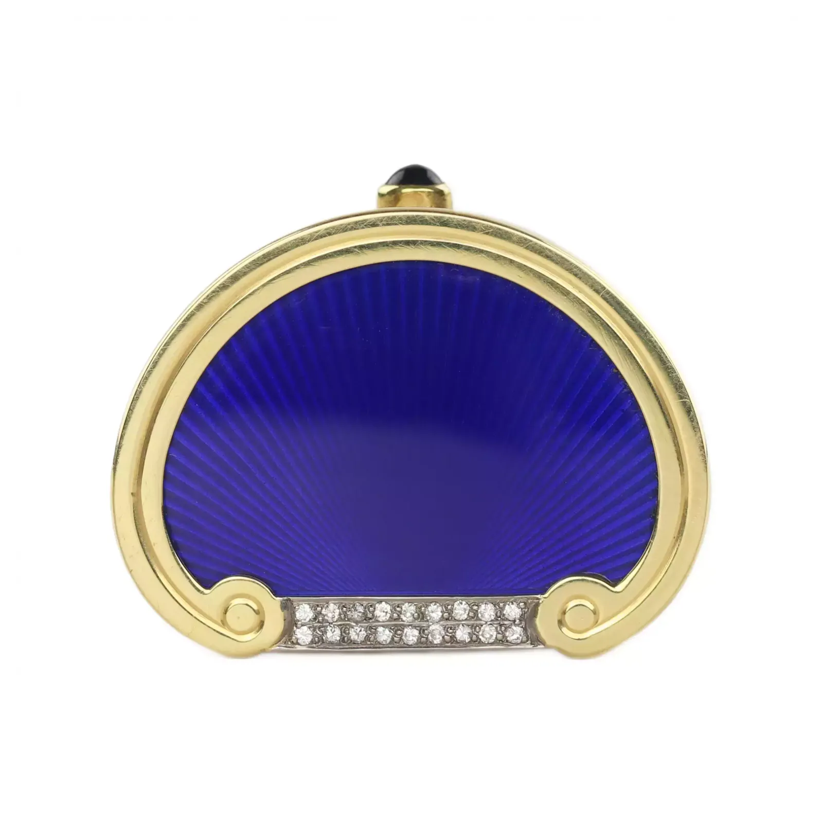 19th Century English Gold Pill Box With Diamonds And Guilloché Enamel. photo vinterior