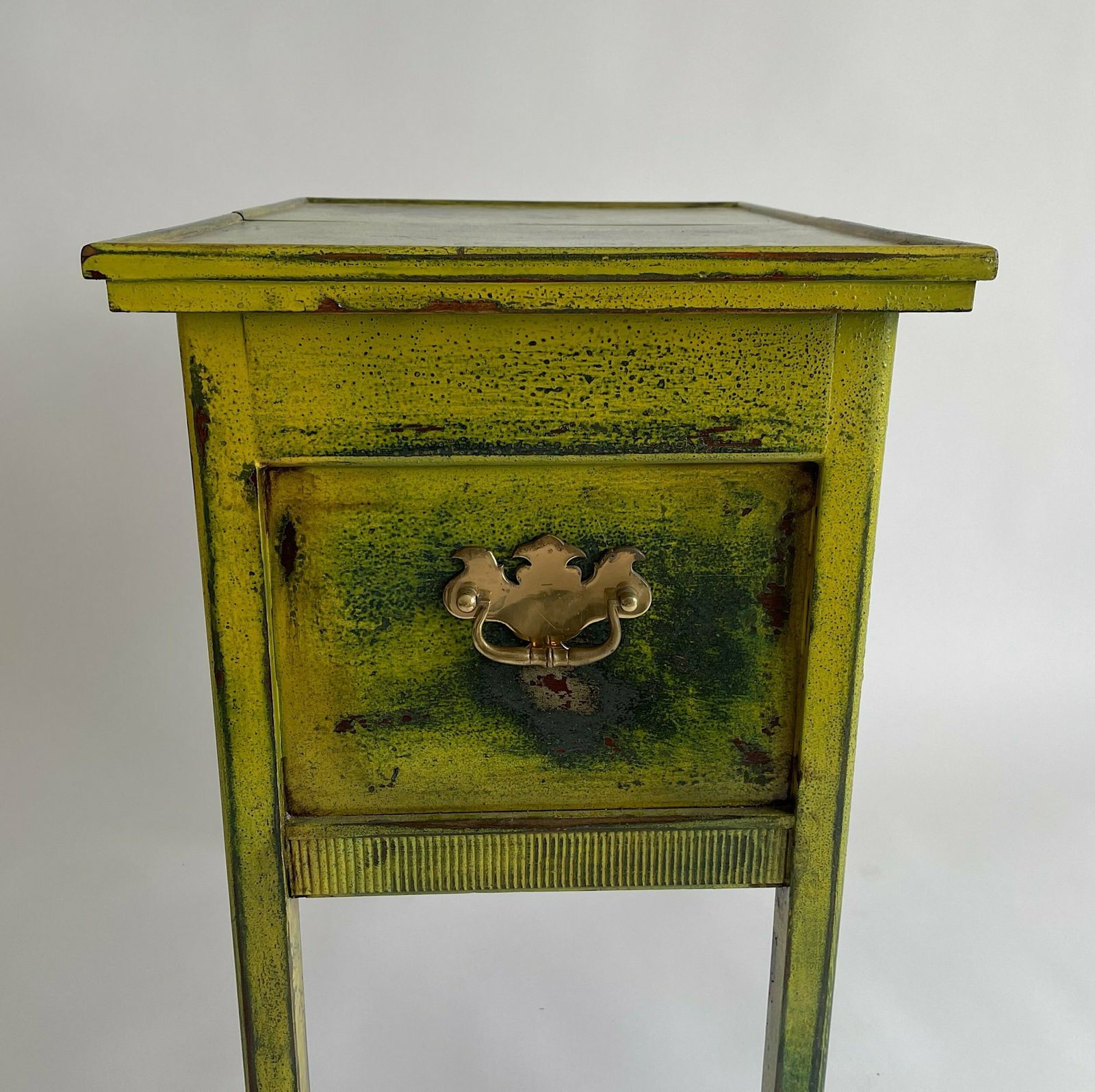 Reworked Antique Sewing Box Side Table With Vibrant Lacquered Finish And Gold Hardware photo 250.0
