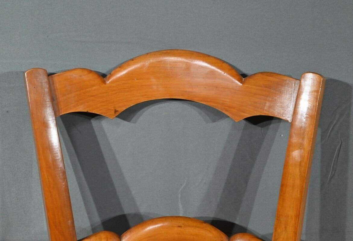 Suite Of 5 Cherry Country Chairs, Louis Philippe Style – Late 19th Century photo vintage