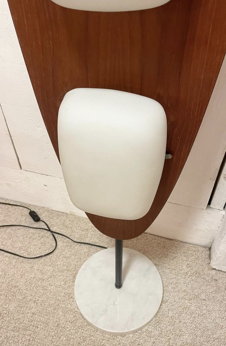 Totem Floor Lamp By Goffredo Reggiani, Wood, Marble And Opaline, Italy, 1970s photo Lighting