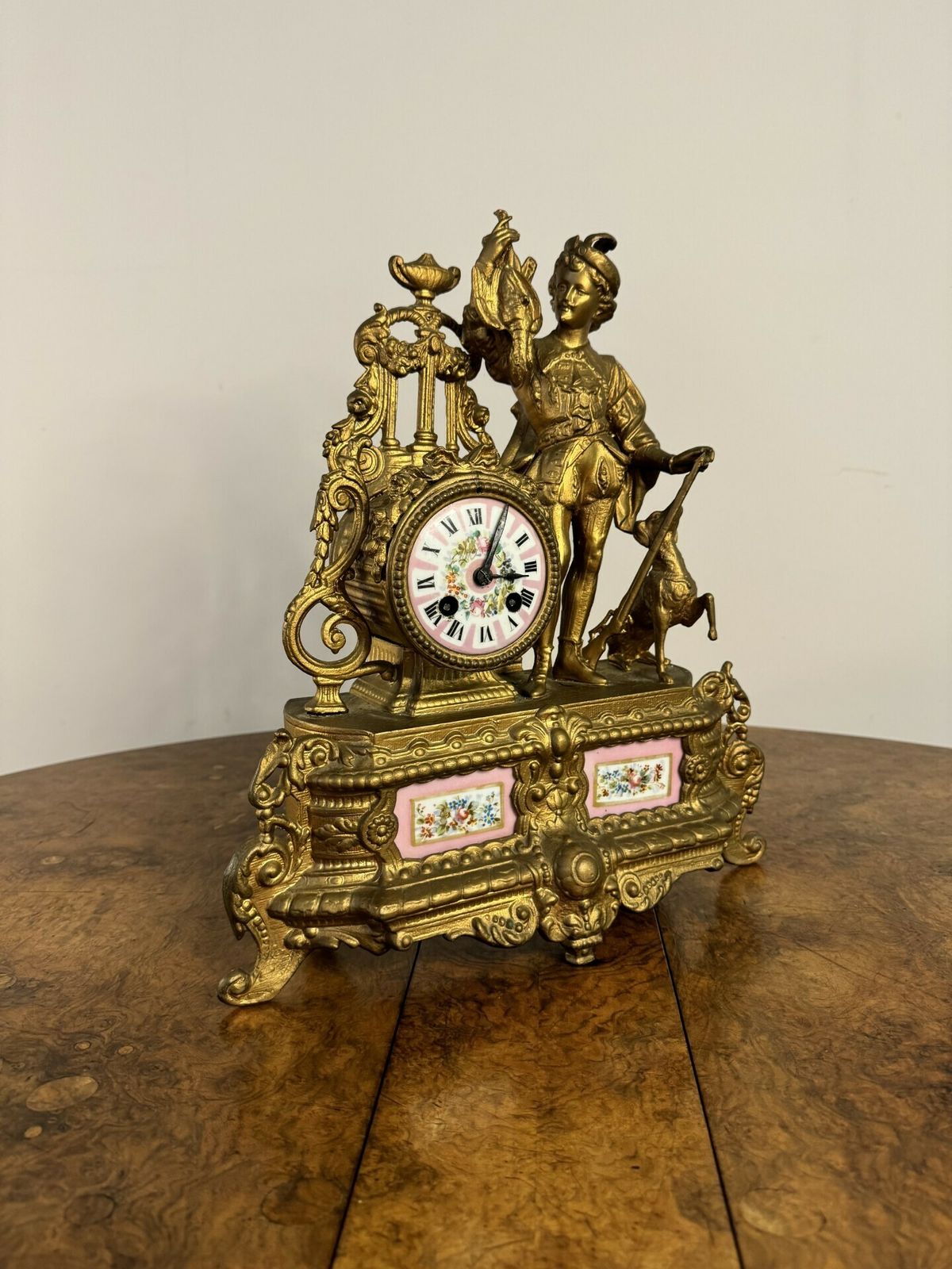 Stunning Quality Victorian French 19th Century Gilt Metal And Porcelain Mantle Clock photo furniture