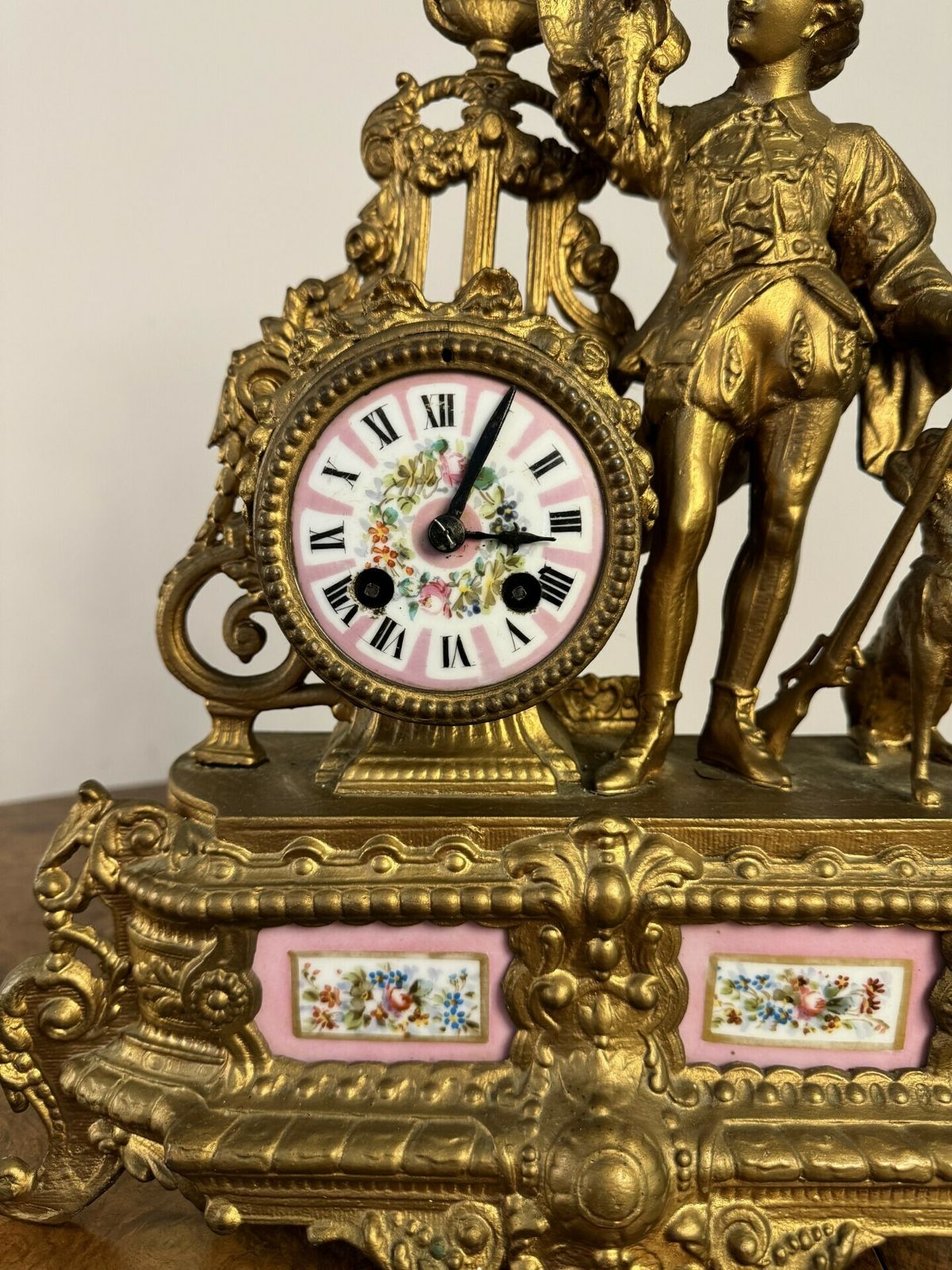 Stunning Quality Victorian French 19th Century Gilt Metal And Porcelain Mantle Clock photo for sale