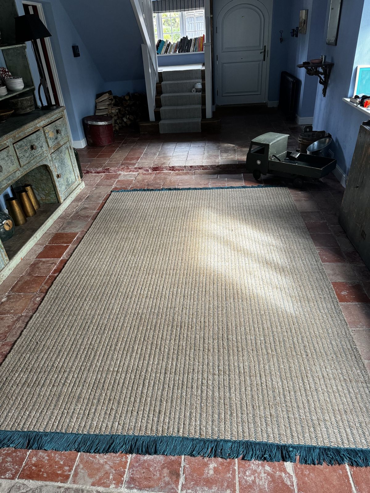 4 Paddle /Re/Purpose Premium Recycled Plastic Flatweave Bespoke Provence Rug With Tassels