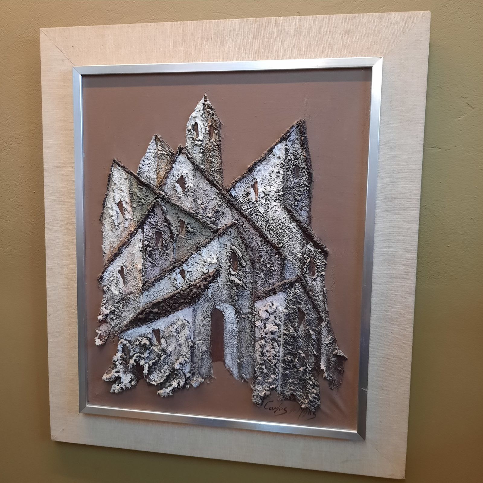 Interlocking Houses 3d By Carlos De Mijas  Mixed Media Painting On Canvas Spanish Artist photo furniture