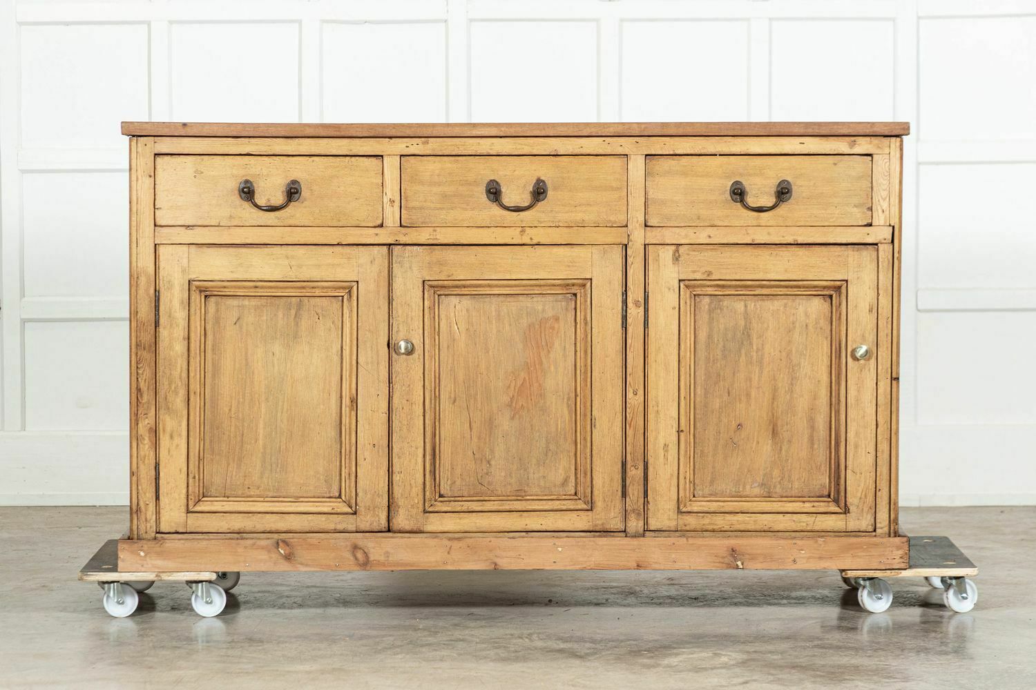 Large 19thc English Pine & Oak Dresser Base photo furniture
