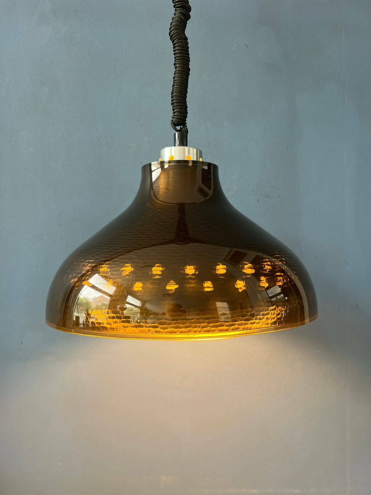Acrylic Glass Mid Century Space Age Ufo Pendant Lamp photo for sale