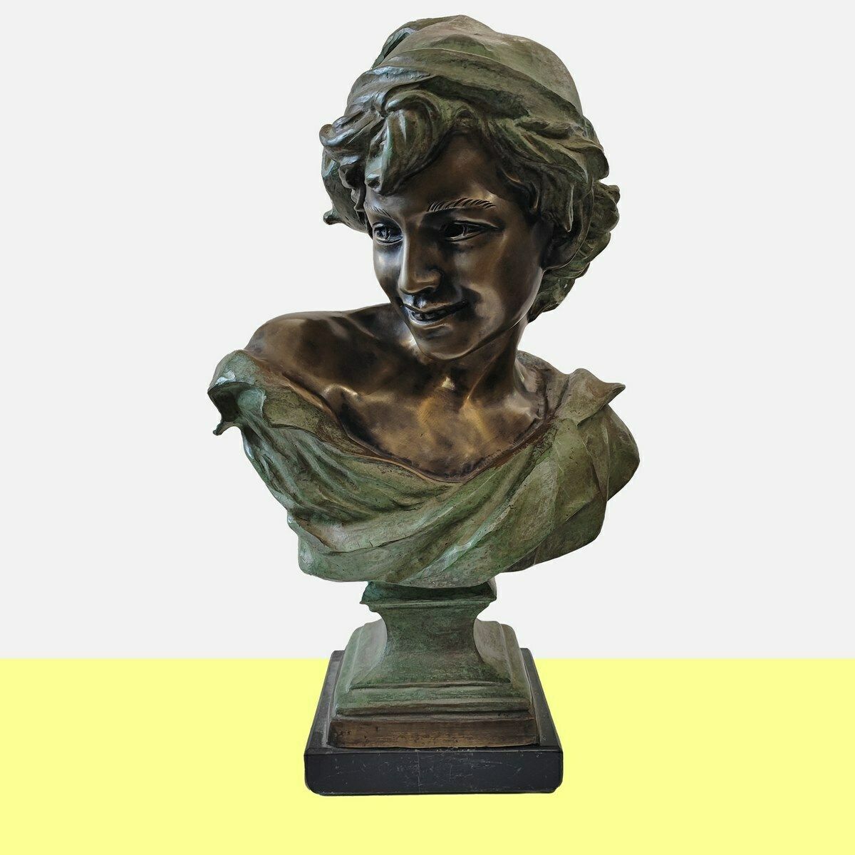 Bronze Sculpture, Anonymous Artist, Face Of A Boy, 1960