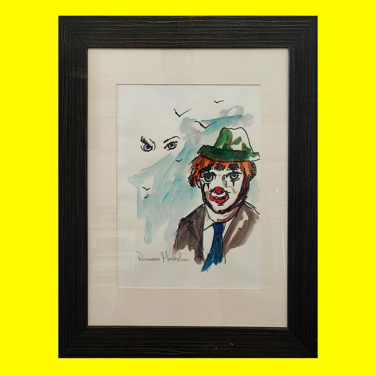 Work By Romano Mussolini Mixed Media, Eyes Controlling The Claum With Tie