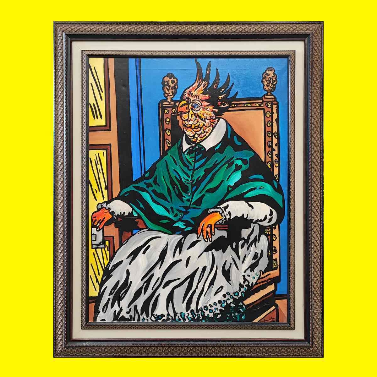 Acrylic Painting On Canvas On Canvas Max Hamlet, Innocent Tenth Sail" Annp 1987 Tribute To Francis Bacon
