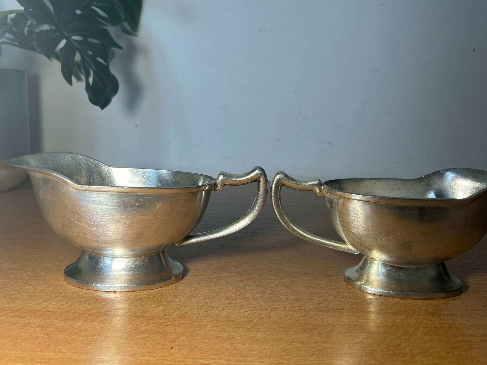 Antique German Sternegg Schaffhausen Gebruder Hepp Exclusiv Silver Plated Creamer Gravy Boat / Set Of 2 photo 93.0