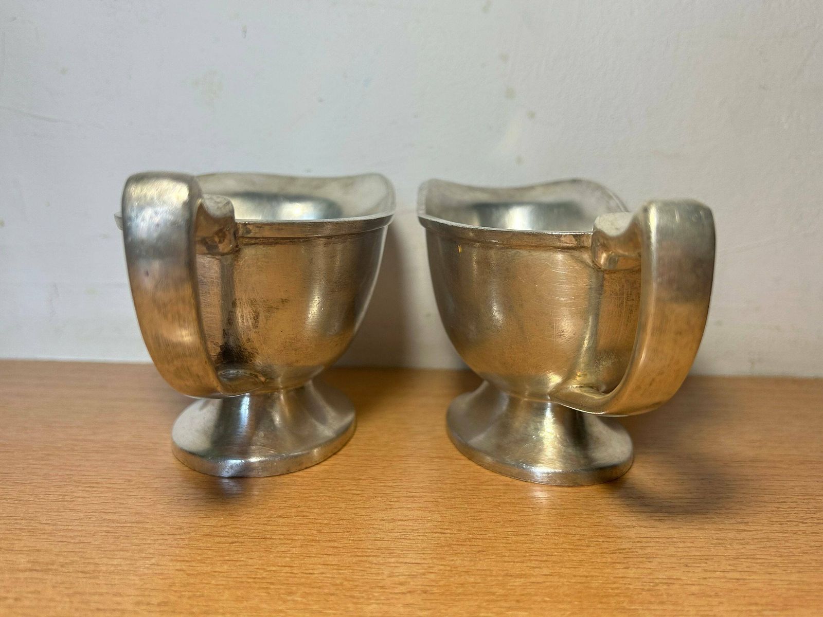 Antique German Sternegg Schaffhausen Gebruder Hepp Exclusiv Silver Plated Creamer Gravy Boat / Set Of 2 photo buy