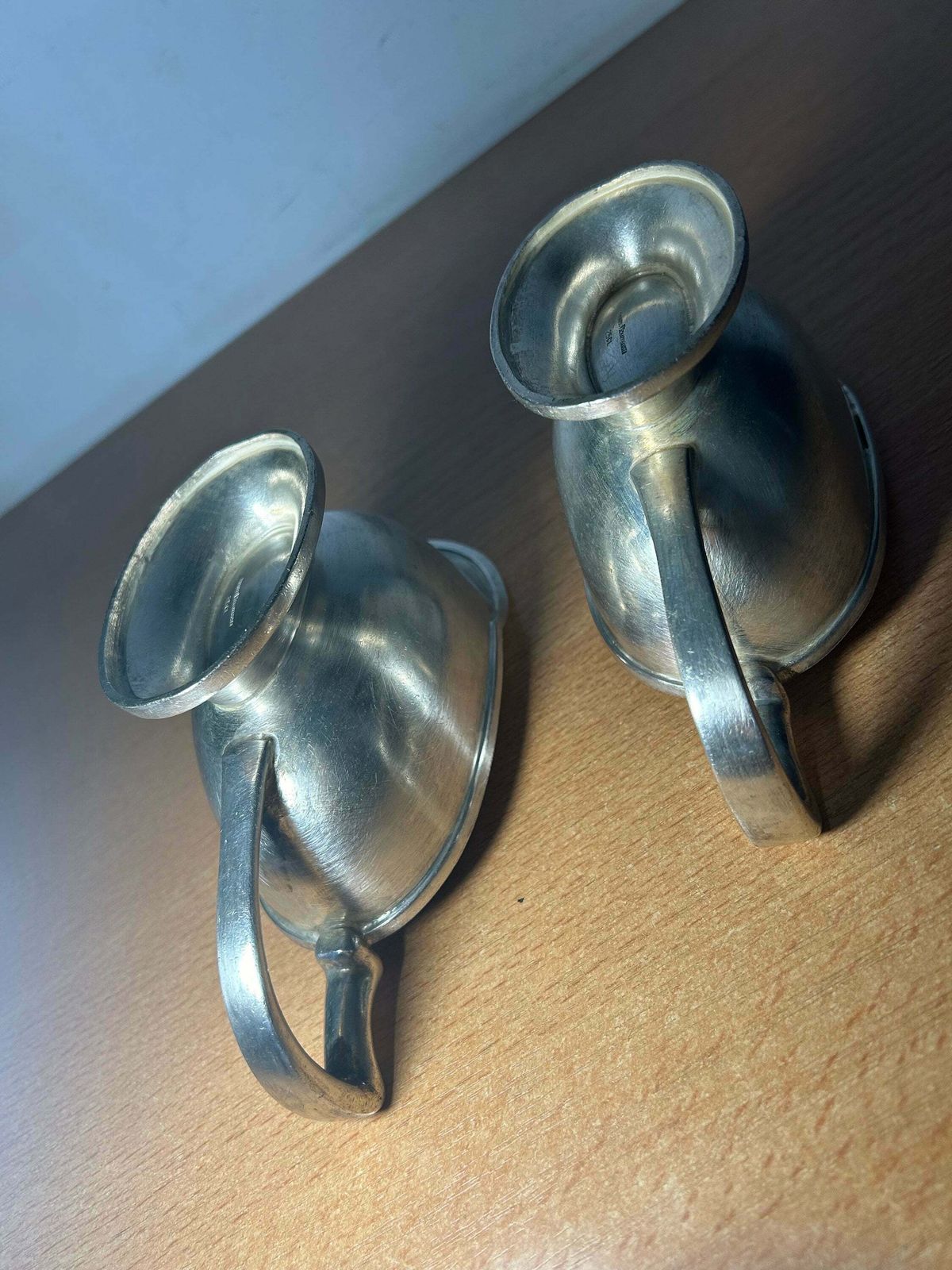 photo for sale Antique German Sternegg Schaffhausen Gebruder Hepp Exclusiv Silver Plated Creamer Gravy Boat / Set Of 2