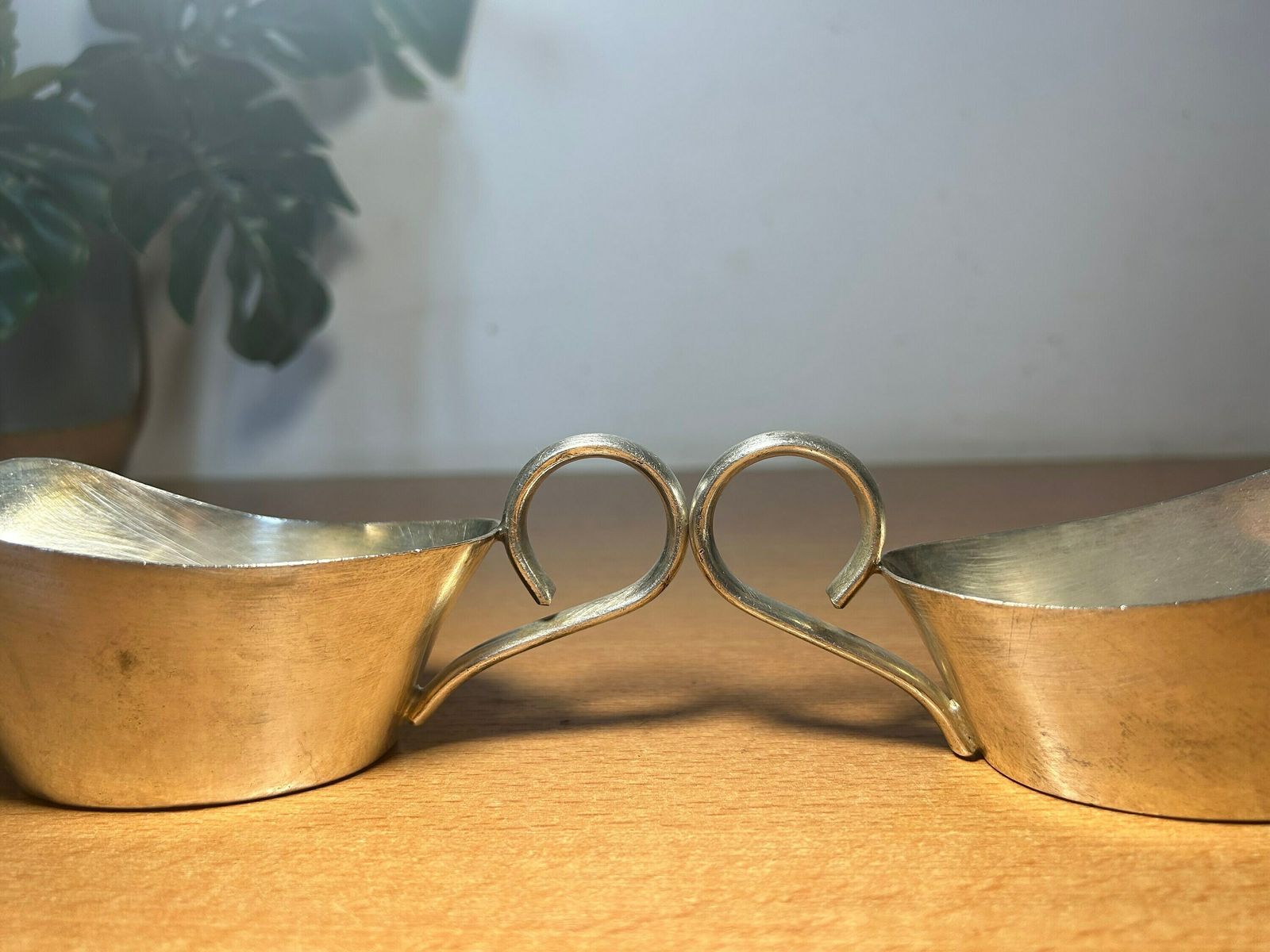 Antique German Sternegg Schaffhausen Gebruder Hepp Exclusiv Silver Plated Creamer Gravy Boat / Set Of 2 photo for sale