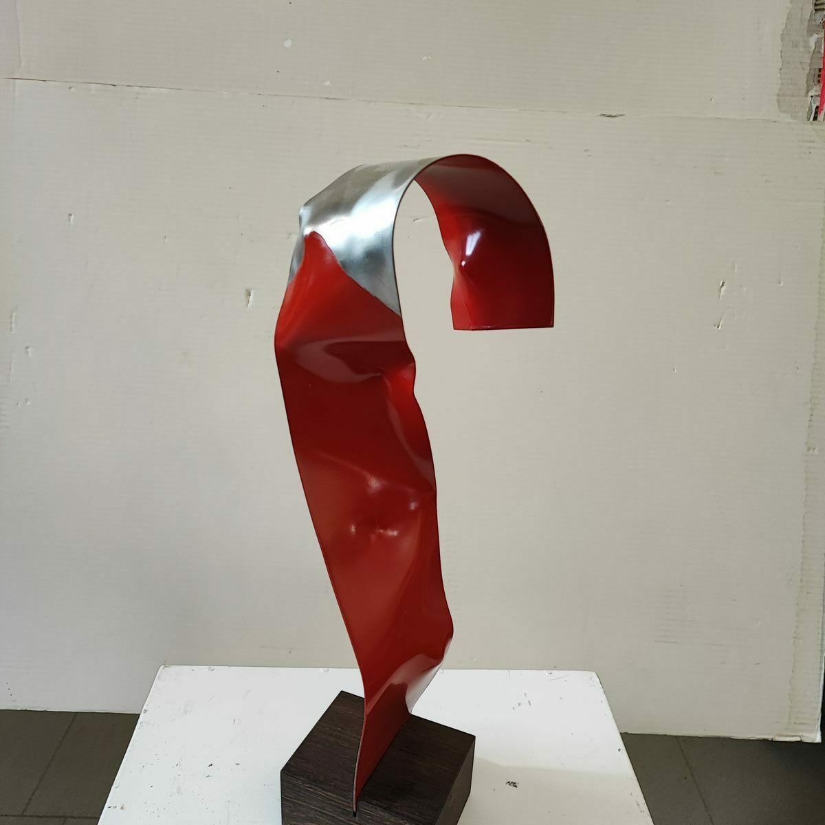 Steel Sculpture With Wooden Base By Angelo Brescianini photo buy