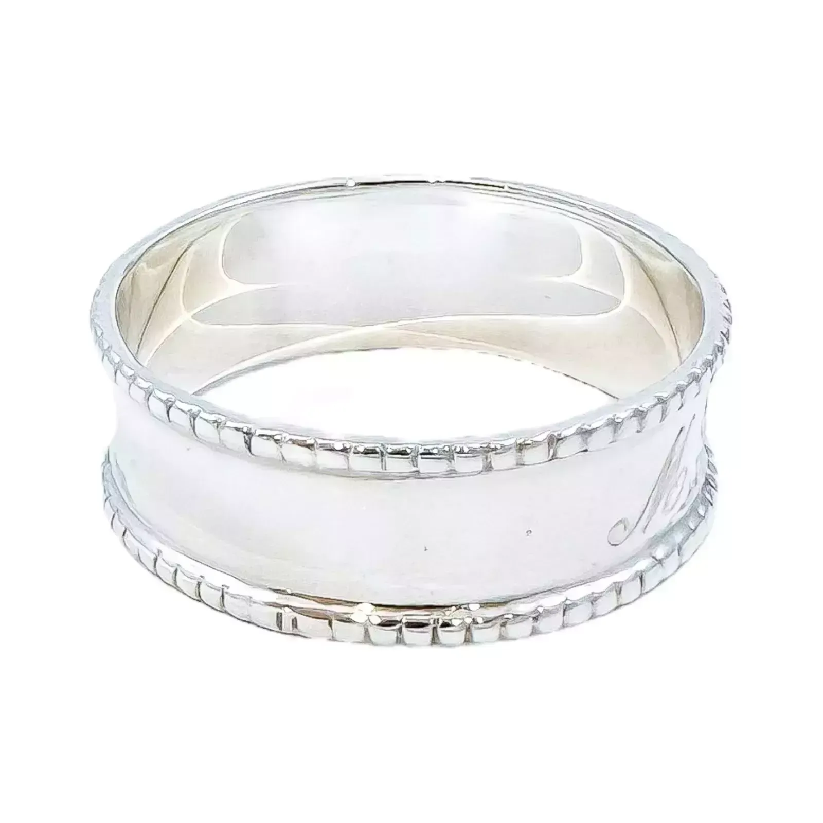 Vintage Classic Design Boxed Sterling Silver Napkin Ring With Beaded Border photo buy