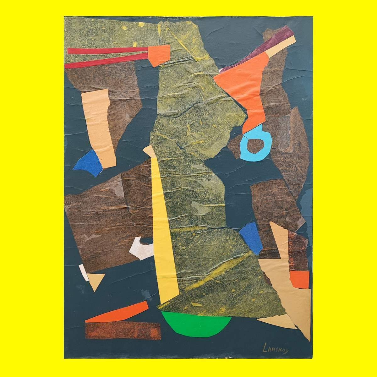 Work By Andre Lanskoy, Gouache And Collage On Canvas Paper
