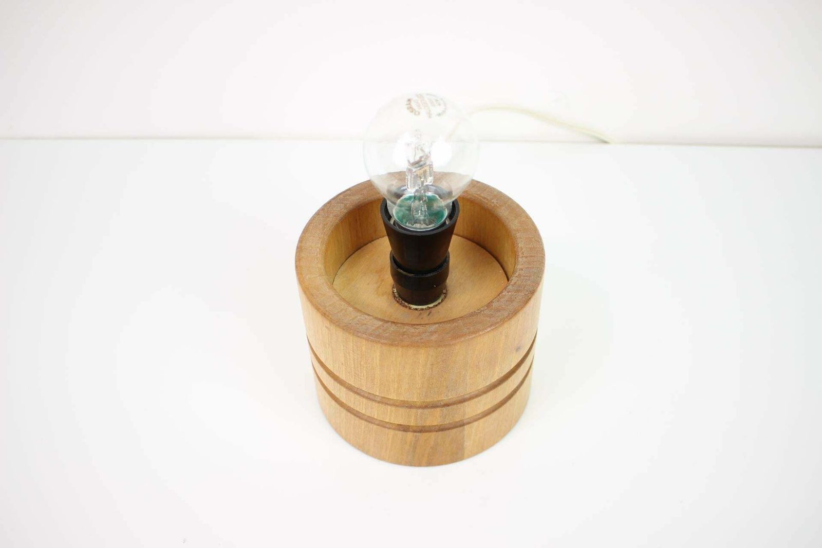 Wooden Table Lamp Osvetlovaci Sklo Valasske Mezirici, 1960s photo vinterior