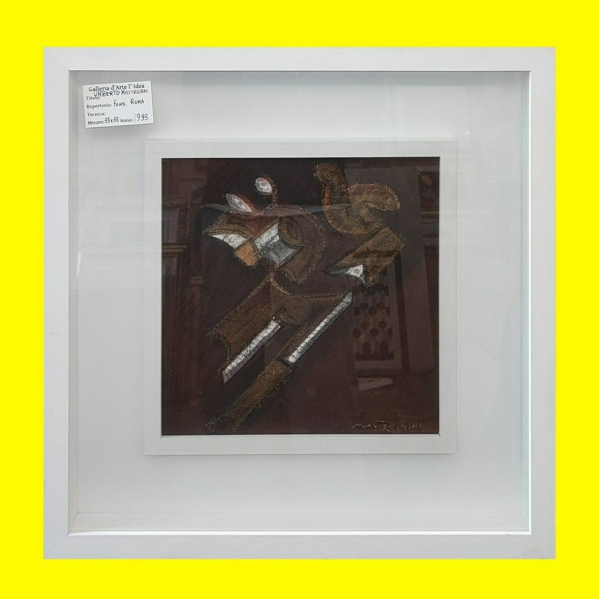 Oil Painting On Cardboard By Umberto Mastroianni, 1993