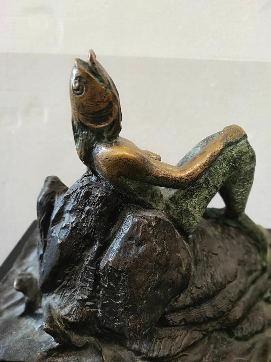 Art Patinated Bronze Sculpture Max Hamlet, The Song Of The Sirens Year 1992 photo
