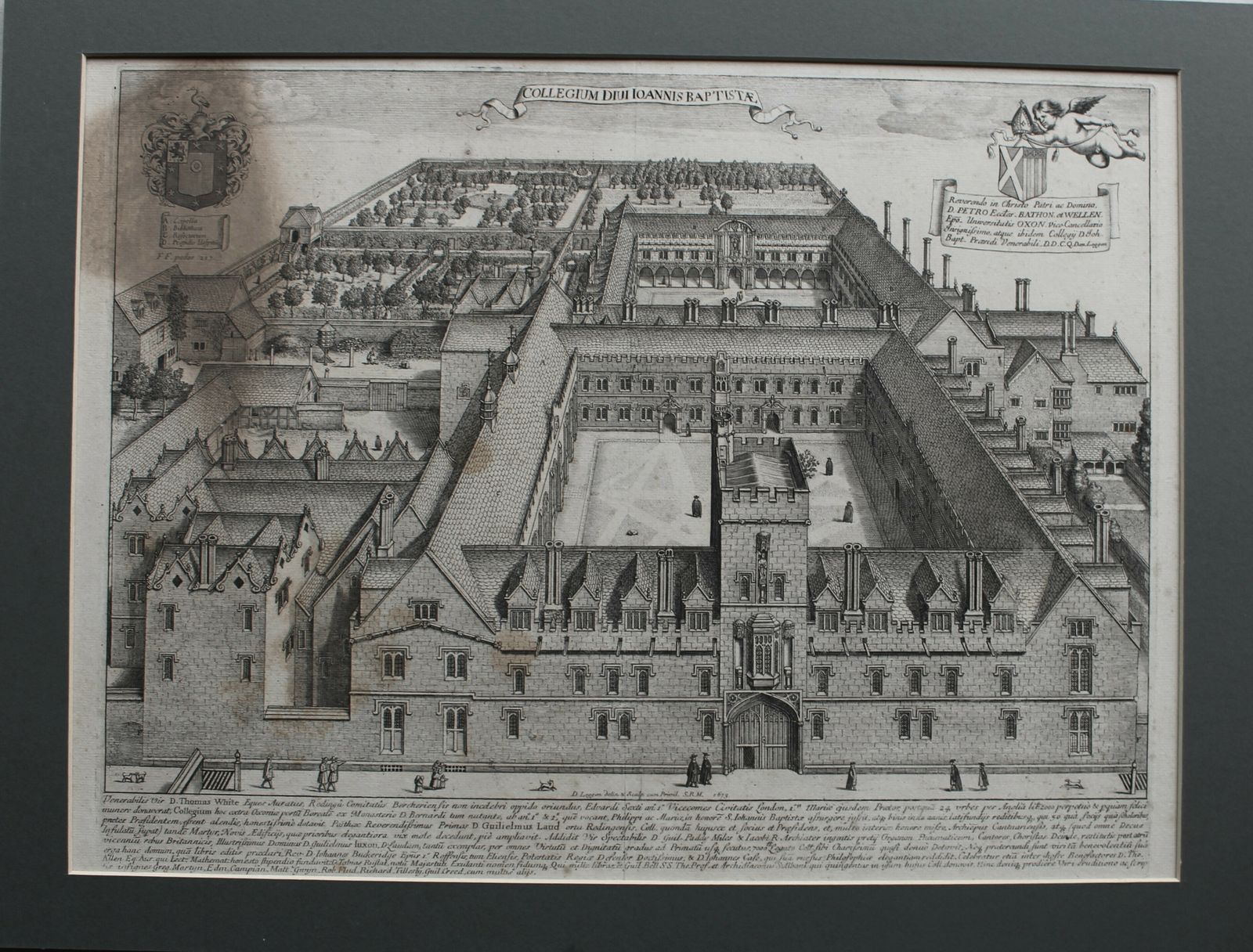 St John's College, Oxford 1675 Engraving By David Loggan photo vinterior