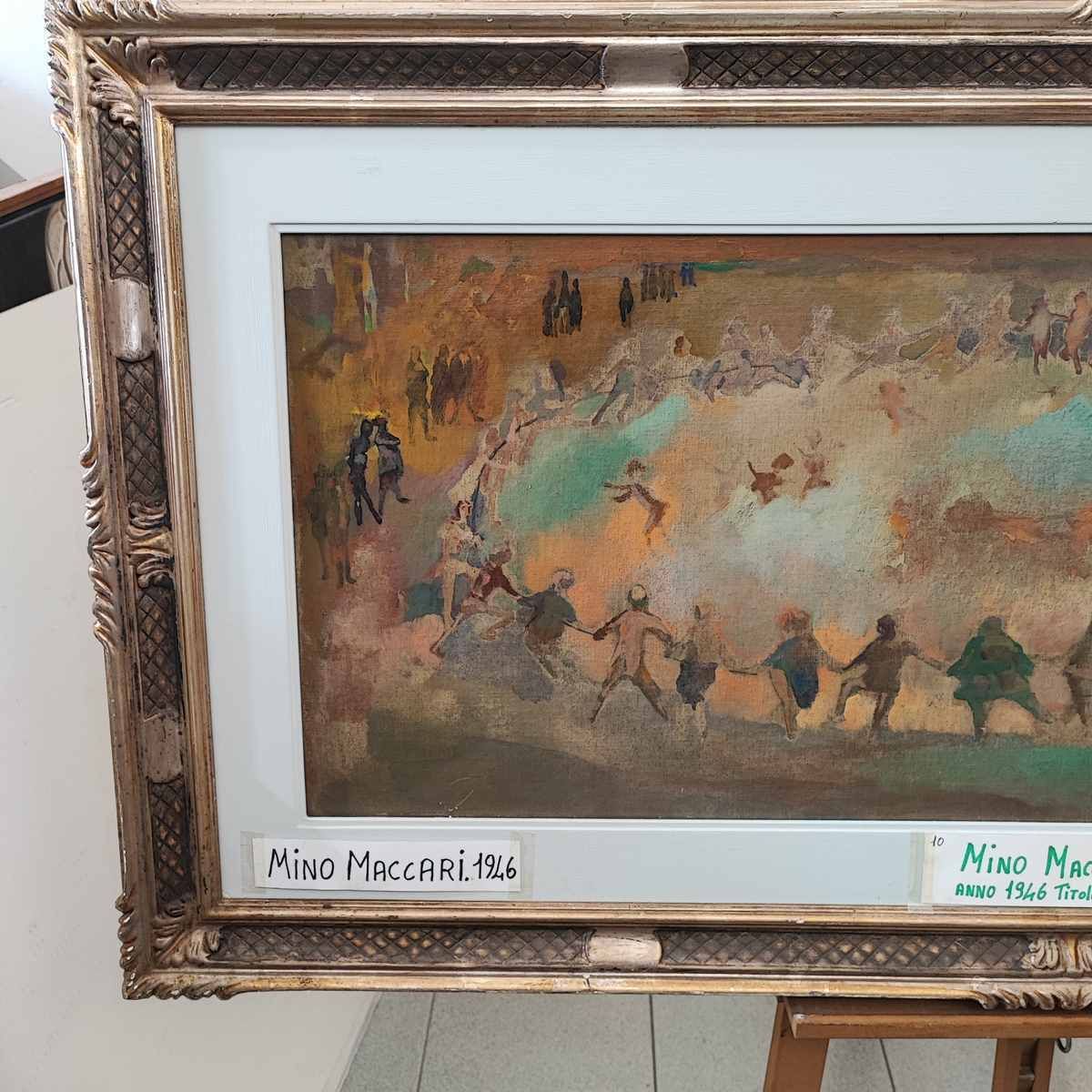 Oil Painting On Canvas By Mino Maccari, Il Girotondo, 1946 photo furniture