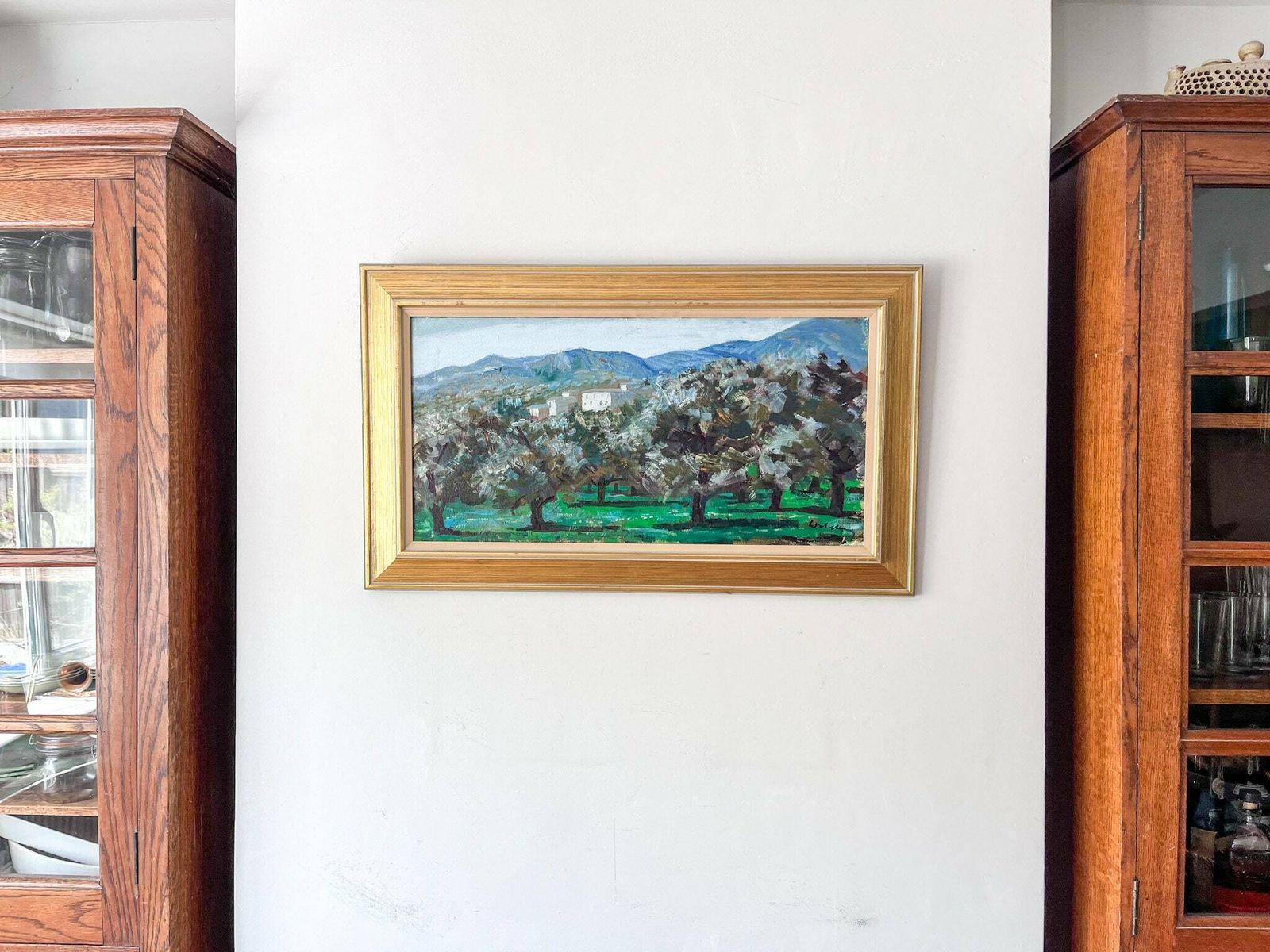 Mediterranean Orchard, Swedish Oil On Canvas, Signed Bertil Wahlberg photo for sale