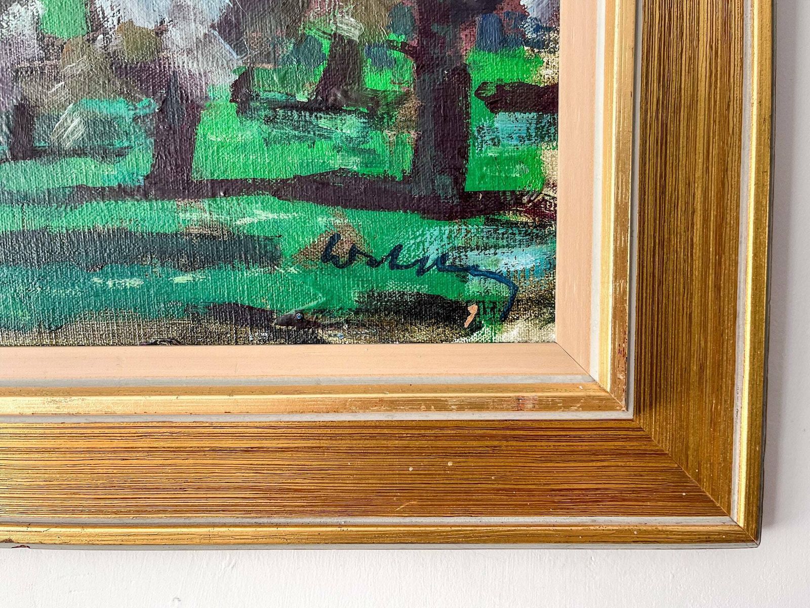 Mediterranean Orchard, Swedish Oil On Canvas, Signed Bertil Wahlberg photo Art