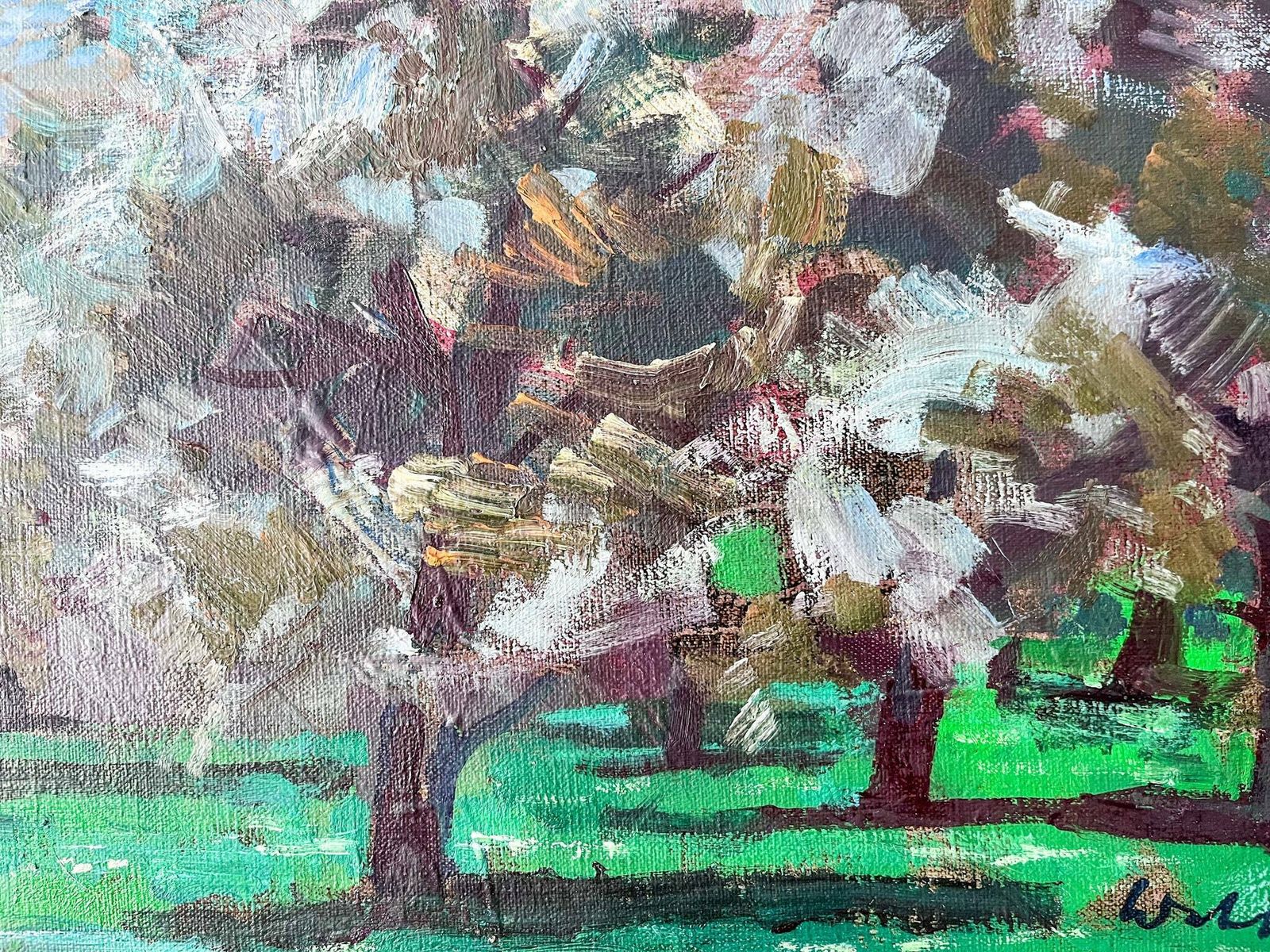 Mediterranean Orchard, Swedish Oil On Canvas, Signed Bertil Wahlberg photo vintage