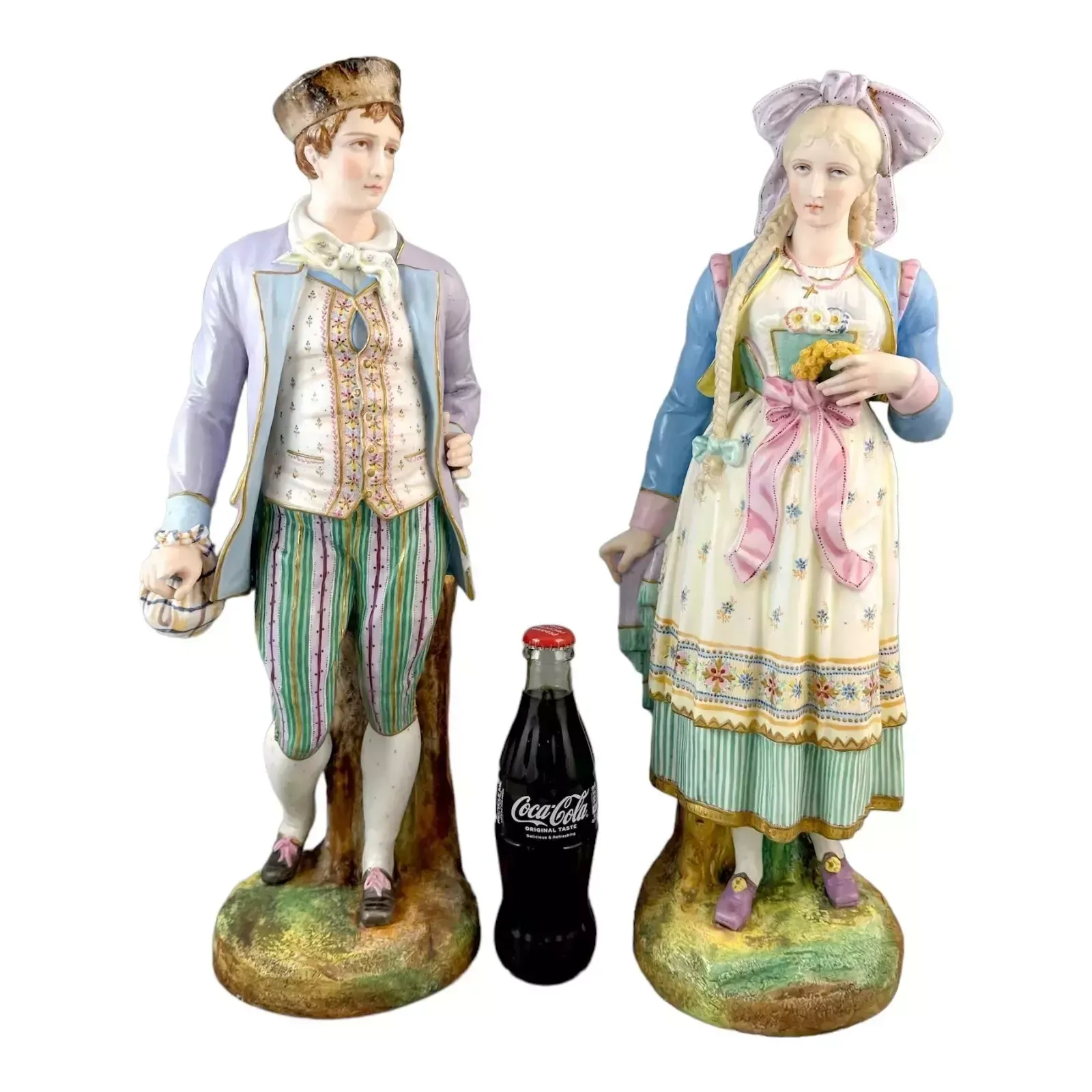 Antique French 1870s Louis Philippe Limoges Bisque Porcelain Figural Couple Pair photo 750.0