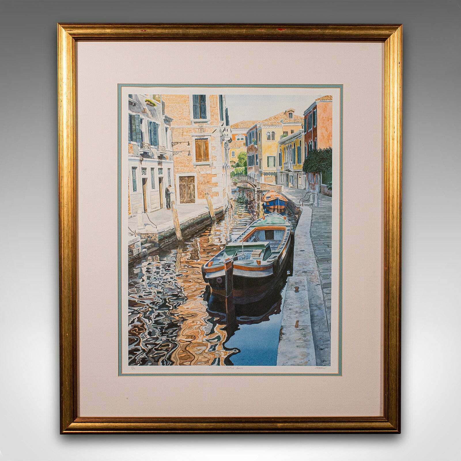 Contemporary Venetian Canal Print, English, Framed, Limited Edition, Hand Signed photo furniture