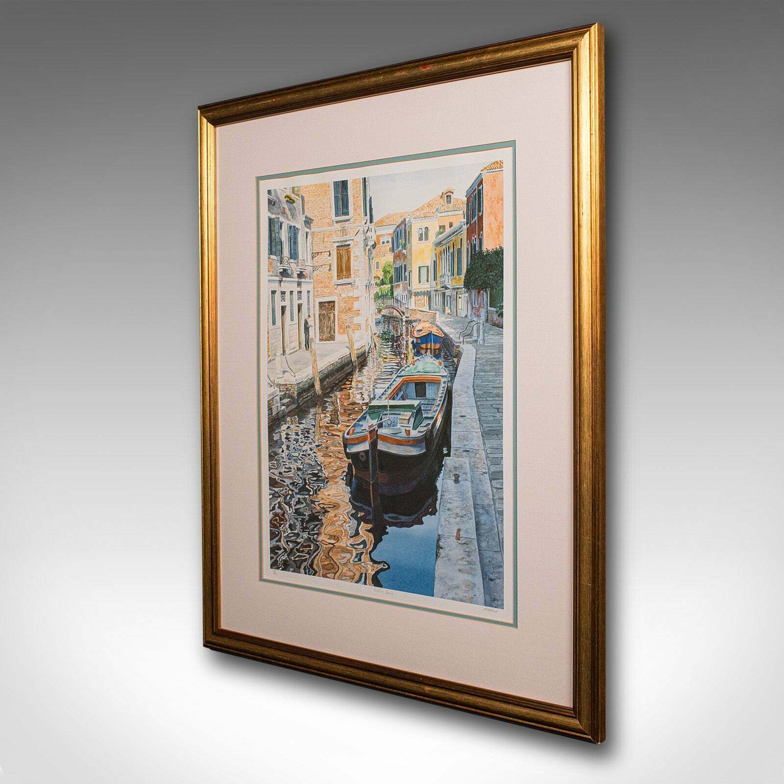 Contemporary Venetian Canal Print, English, Framed, Limited Edition, Hand Signed photo for sale