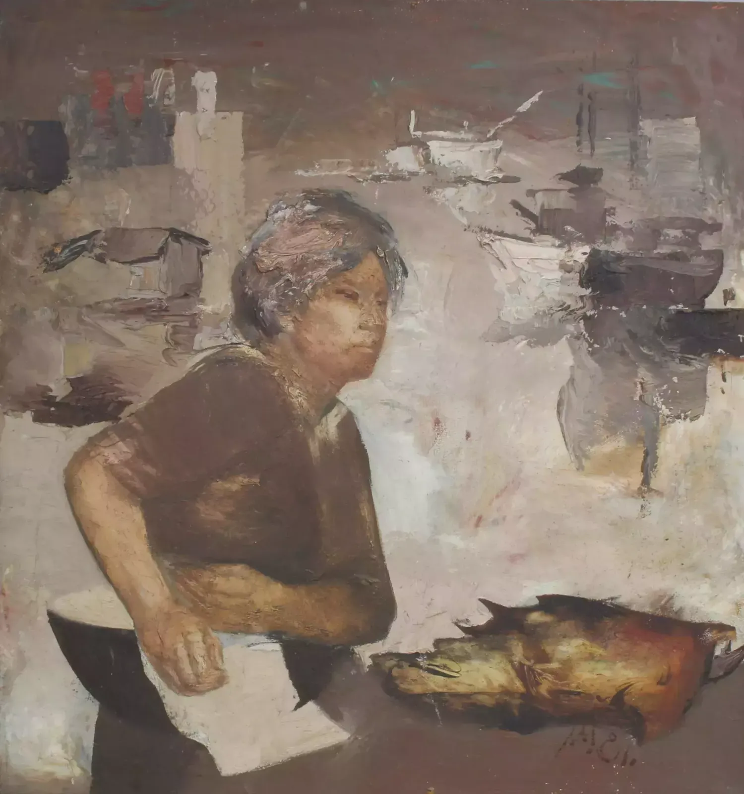 Fisherwoman In Pāvilost, 1980s photo Art