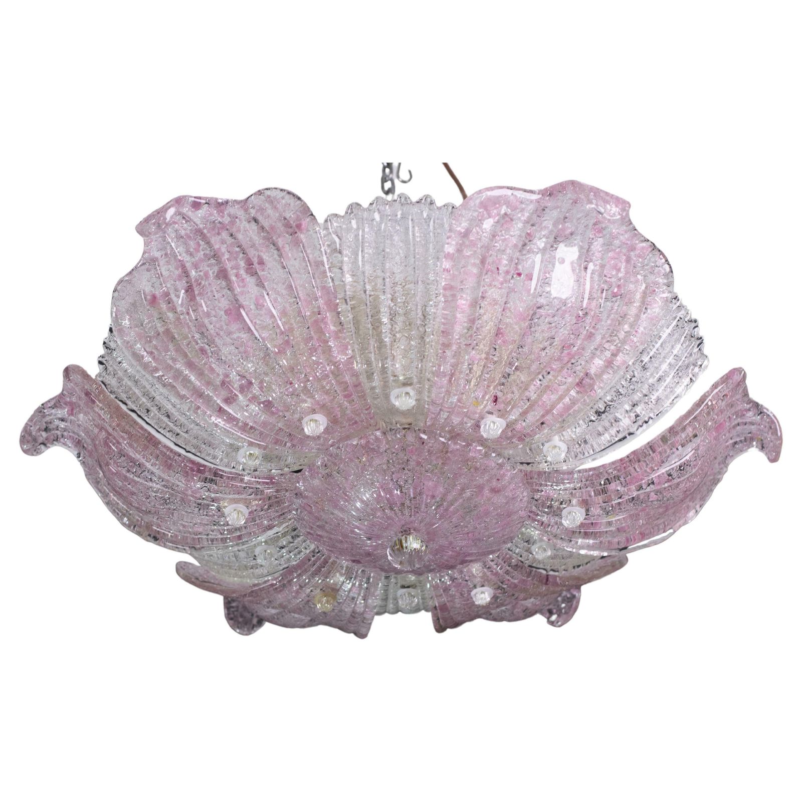 Fascinating Vintage Murano Glass Ceiling Lamp Pink