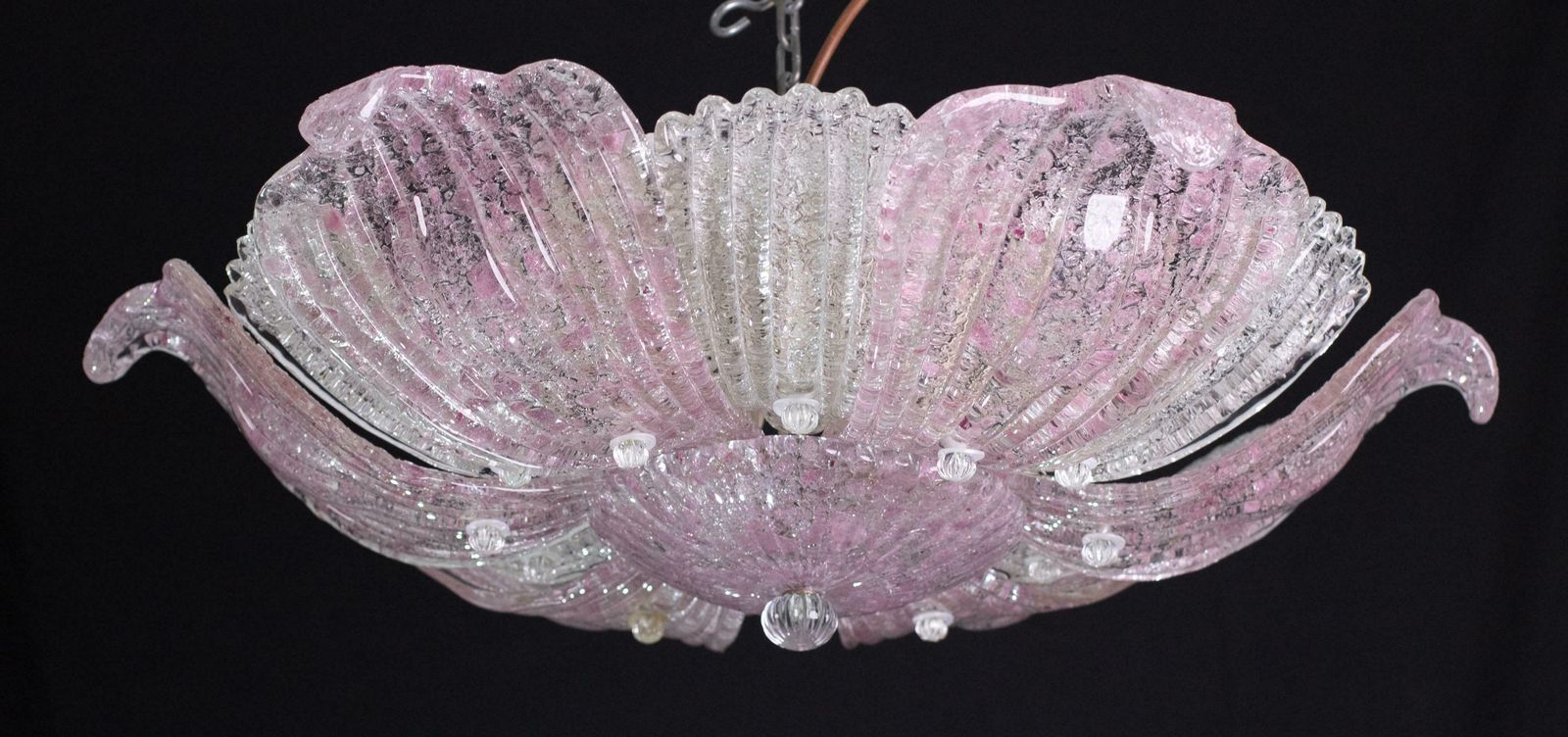 2589.0 Fascinating Vintage Murano Glass Ceiling Lamp Pink photo