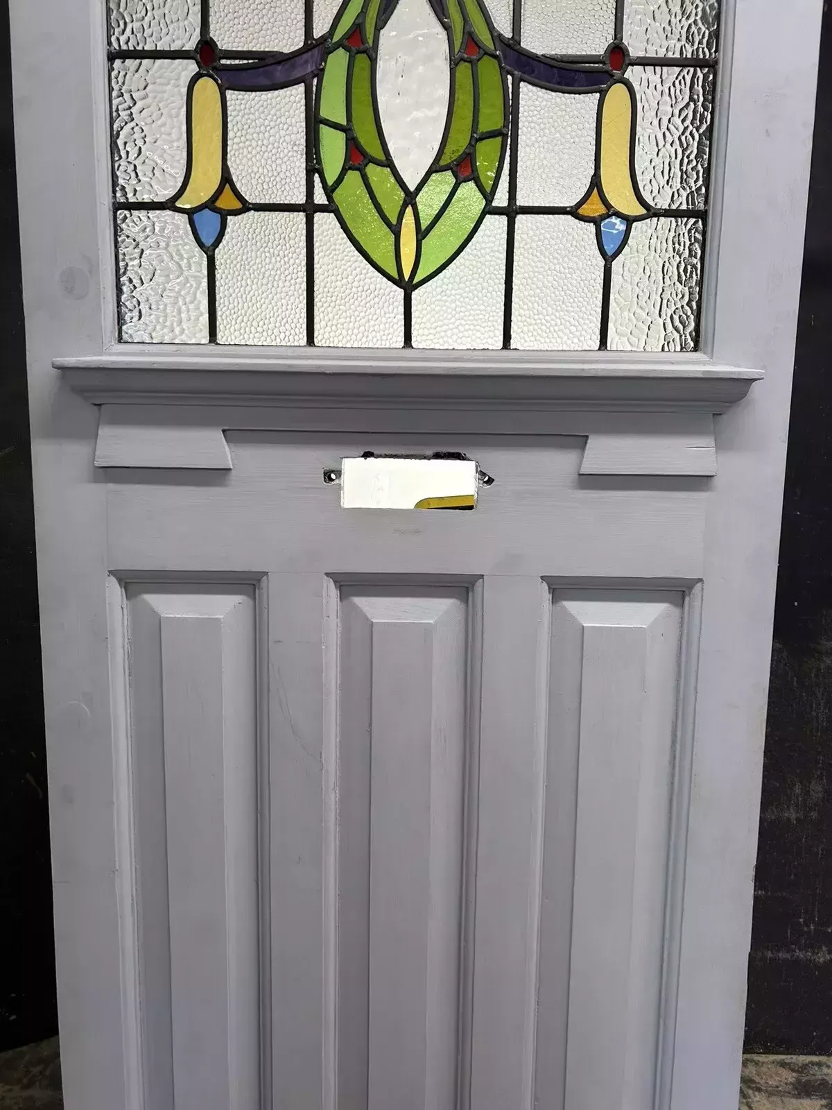 Art Deco Stained Glass Front Door Period Old Reclaimed Antique 20 30 Wood Leaded photo 1475.0