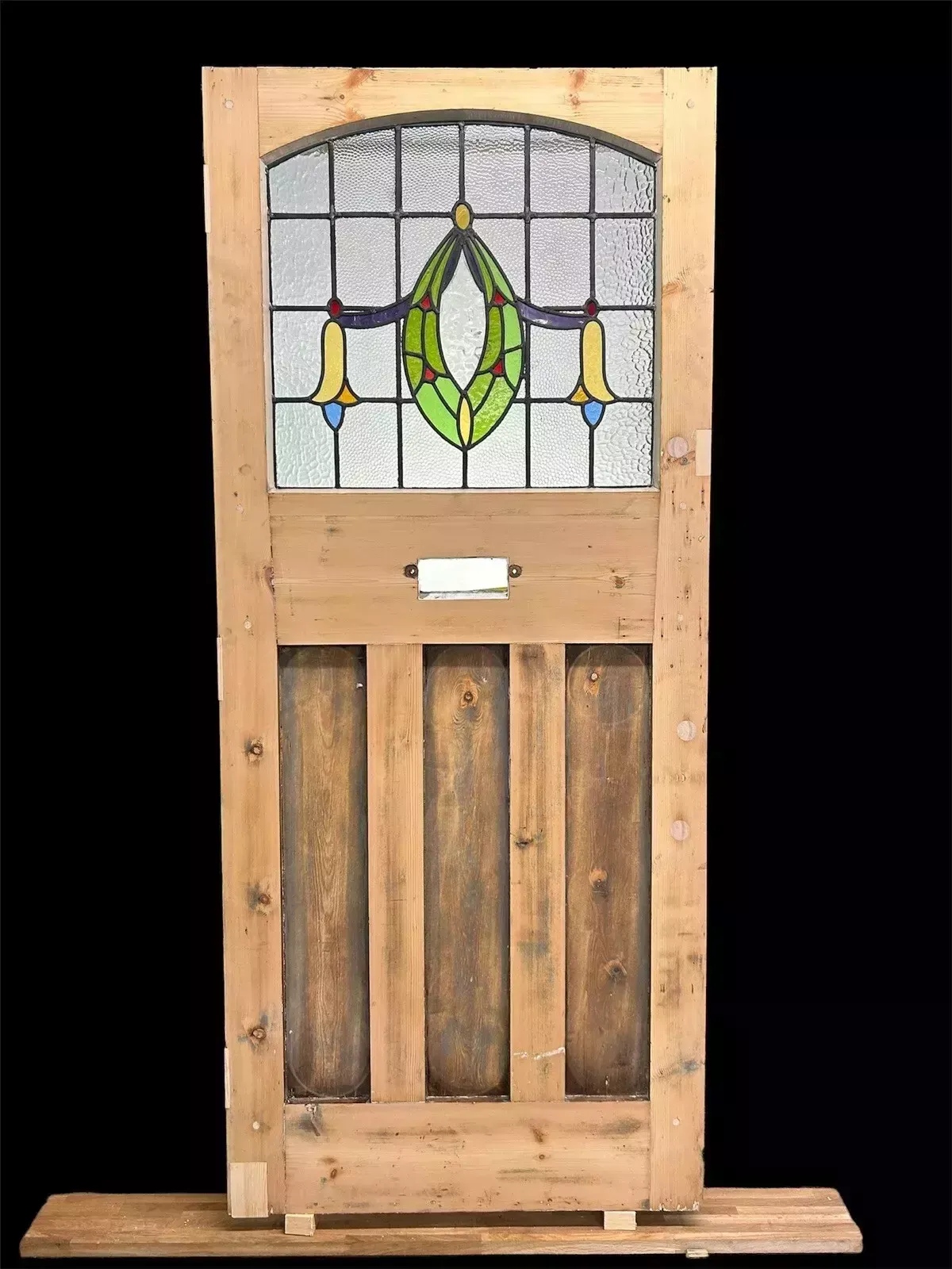 Home Fixtures Art Deco Stained Glass Front Door Period Old Reclaimed Antique 20 30 Wood Leaded photo