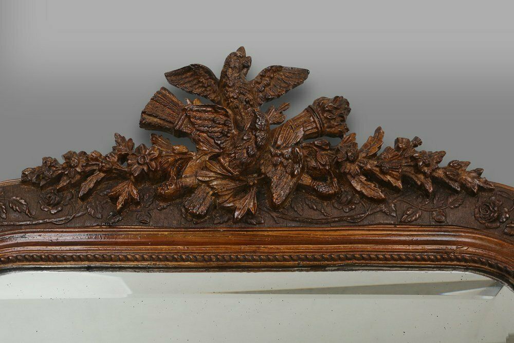 Louis Philippe Mirror In Plaster And Wood With Handcrafted Decorations, France, 1890s photo for sale