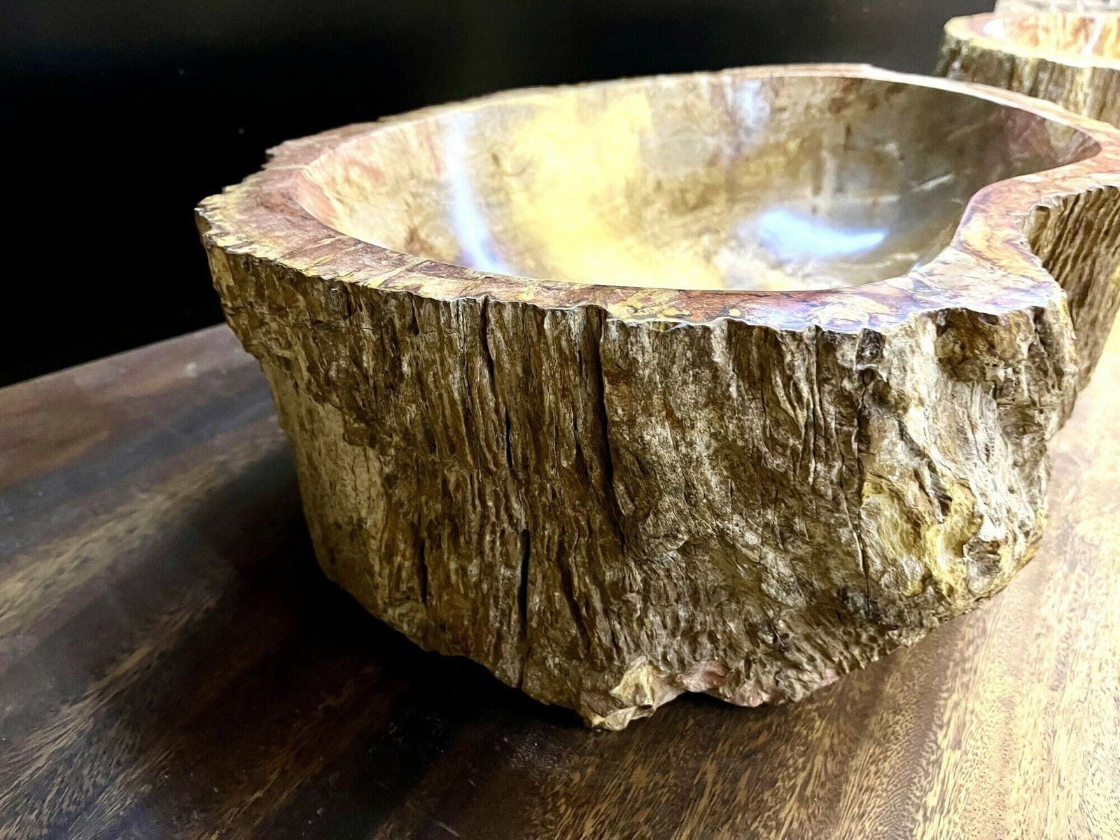 Contemporary Petrified Wood Sink In Beige/ Brown/ Yellow And Pink Tones, 2024 photo for sale