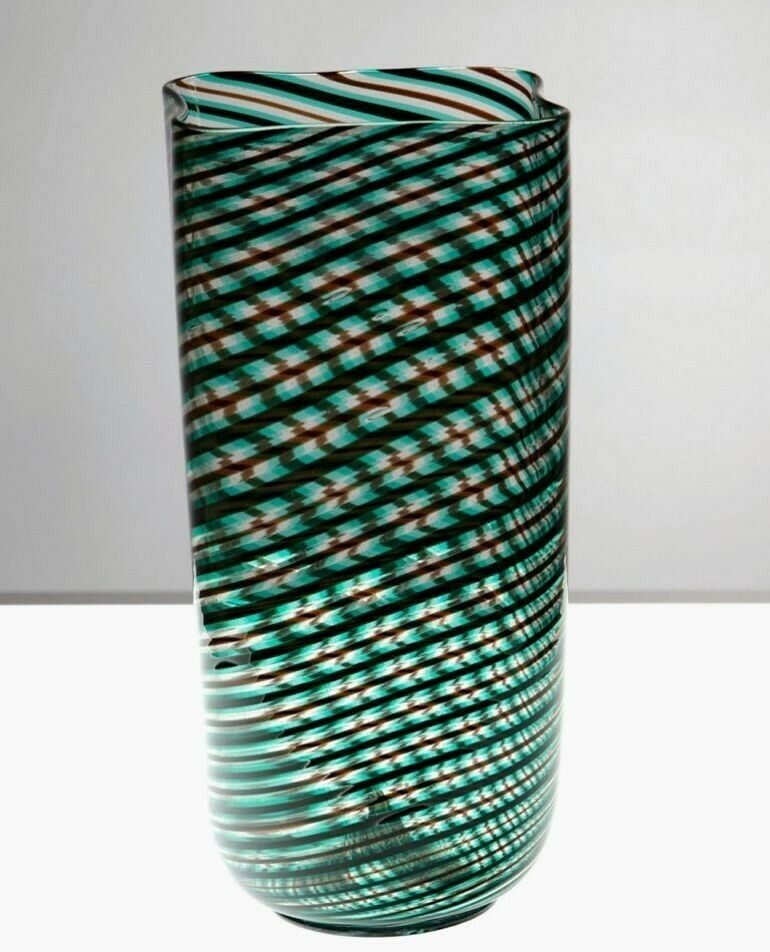photo for sale Murano Glass Mezza Filgrana, Green Amethyst Clear With Gold Leaf, Cenedese Attr