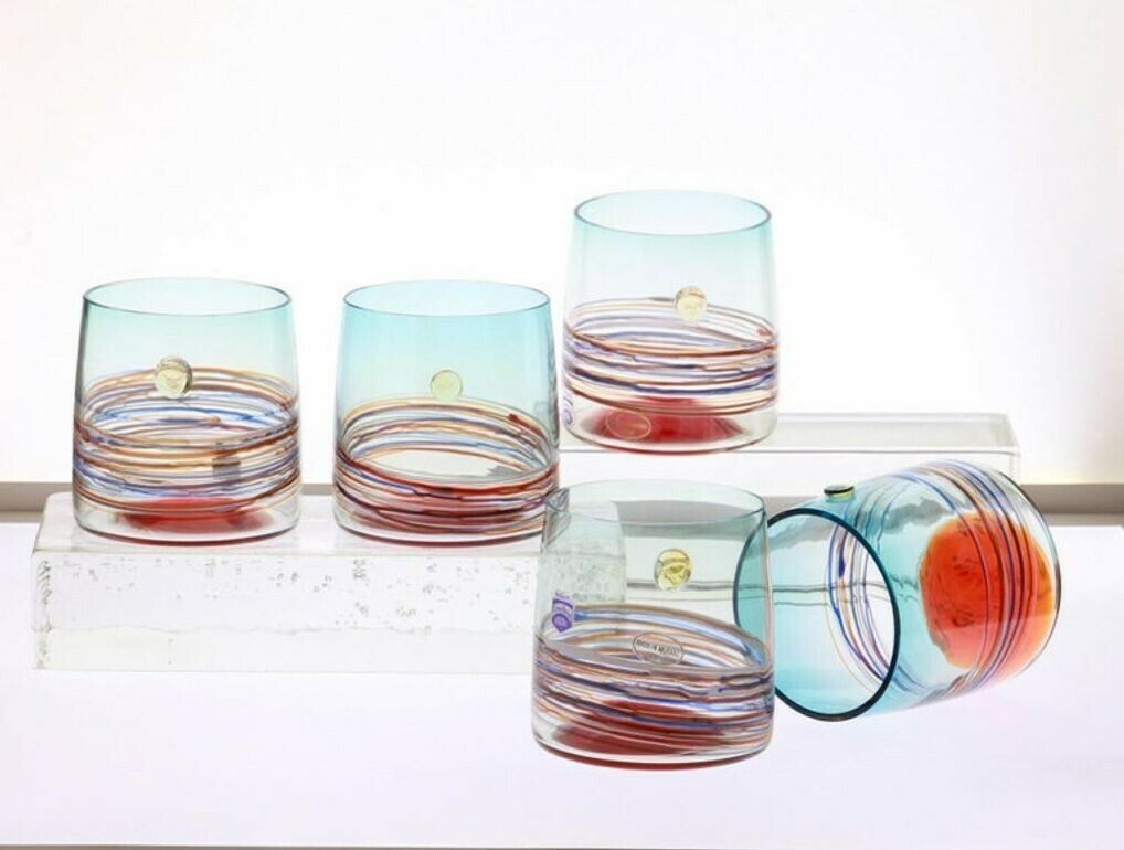 Home Decor Set Of 10 Murano Tumblers, Cenedese Sfumato 1960, Young Collection, Masterpieces photo