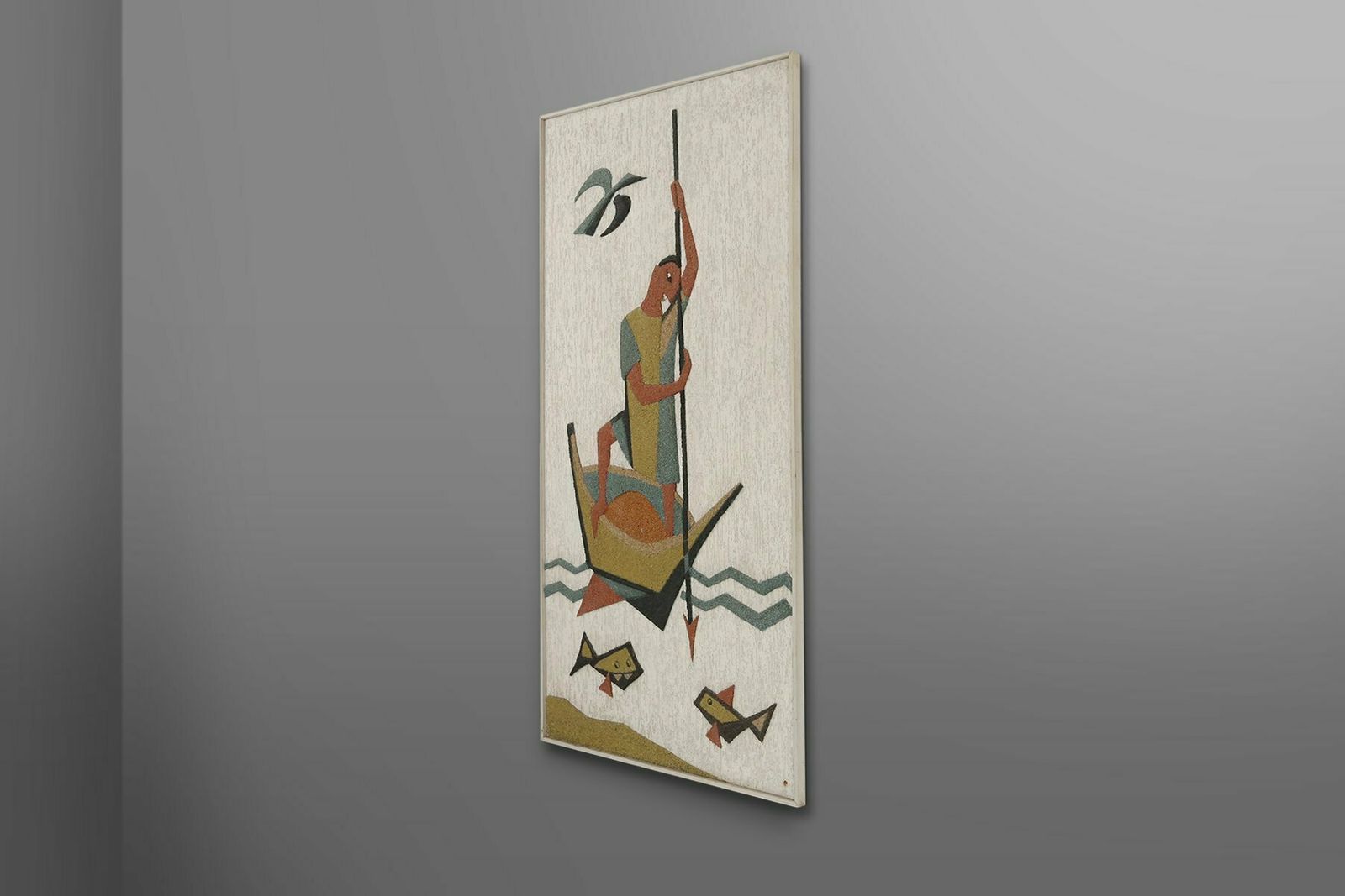 photo for sale Belgian Artist, Fisherman Artwork, 1970s, Resin