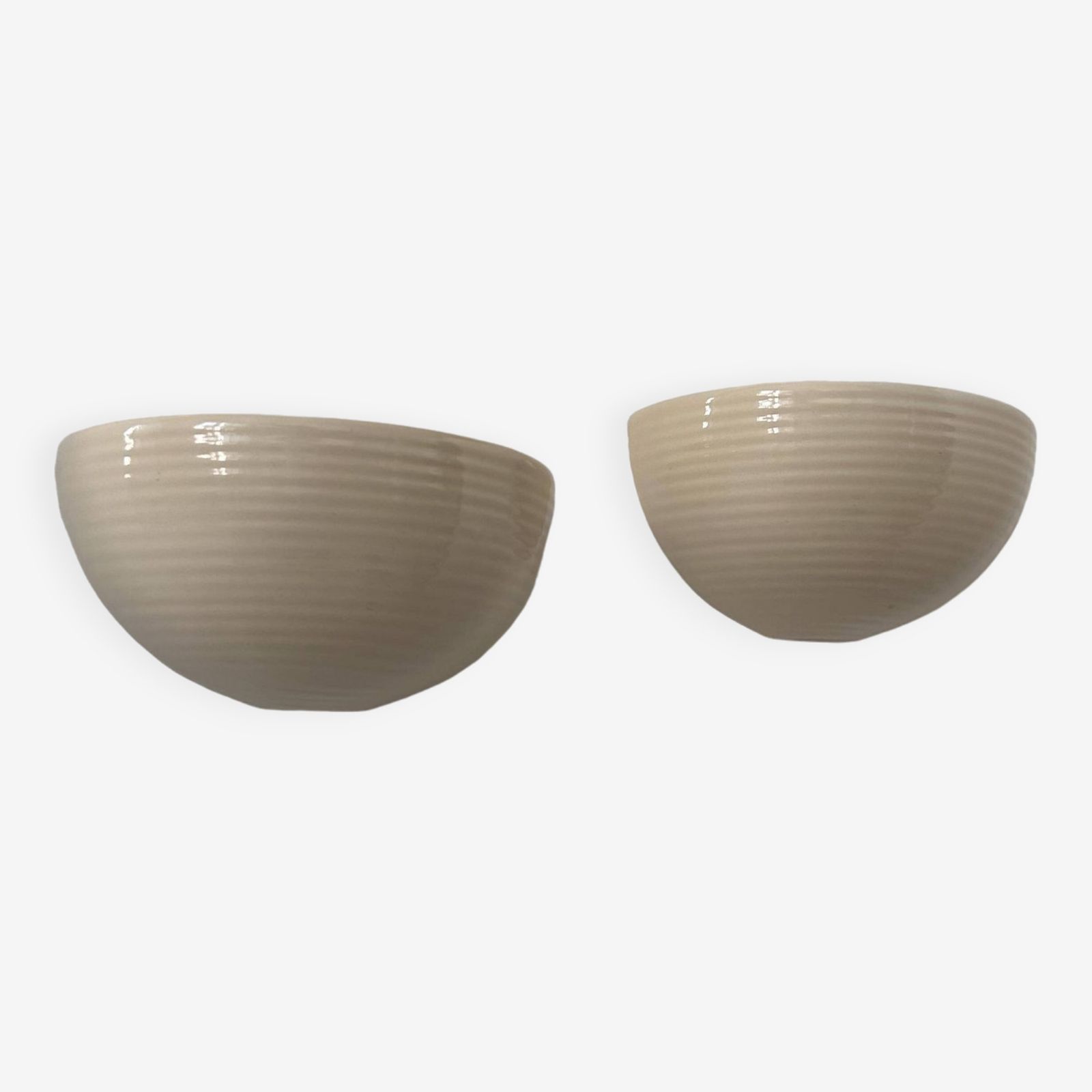 Pair Of Vintage Wall Lights, Beige Porcelain, France 1970
