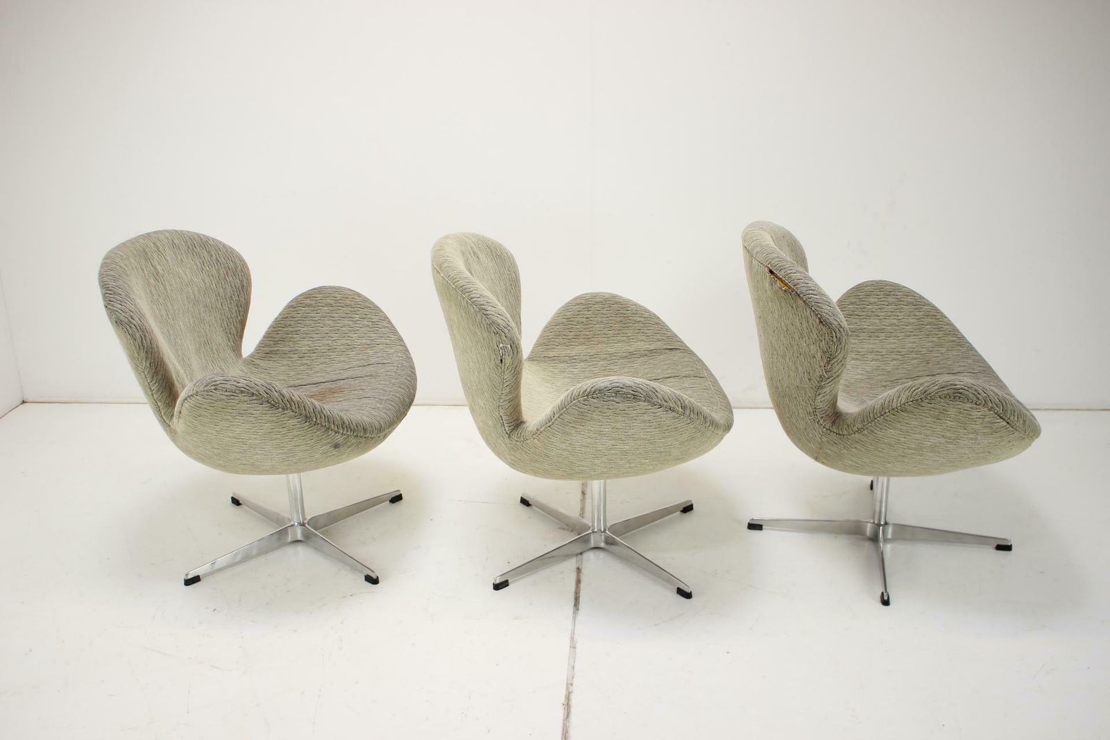 Furniture Three Swivel Lounge Armchairs In The Style Of Arne Jacobsen, 1990s photo