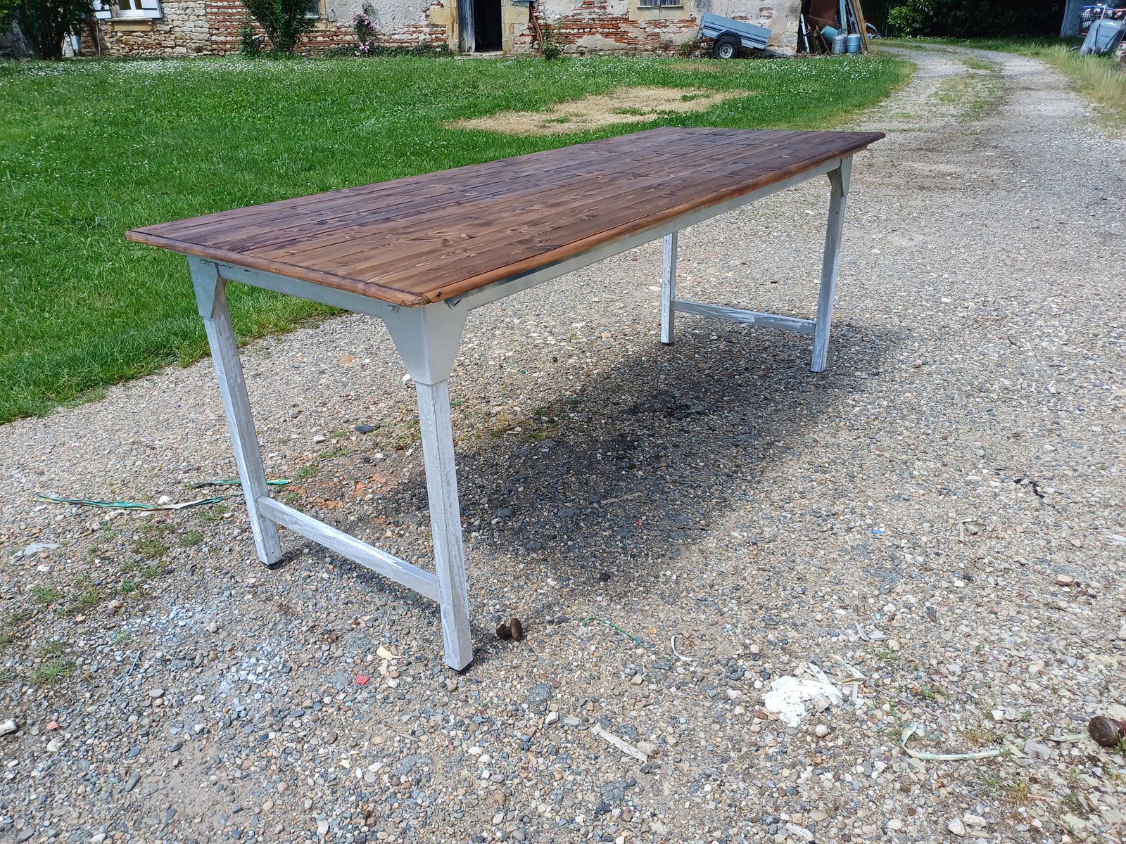 Industrial Table In Aluminum And Wood photo for sale