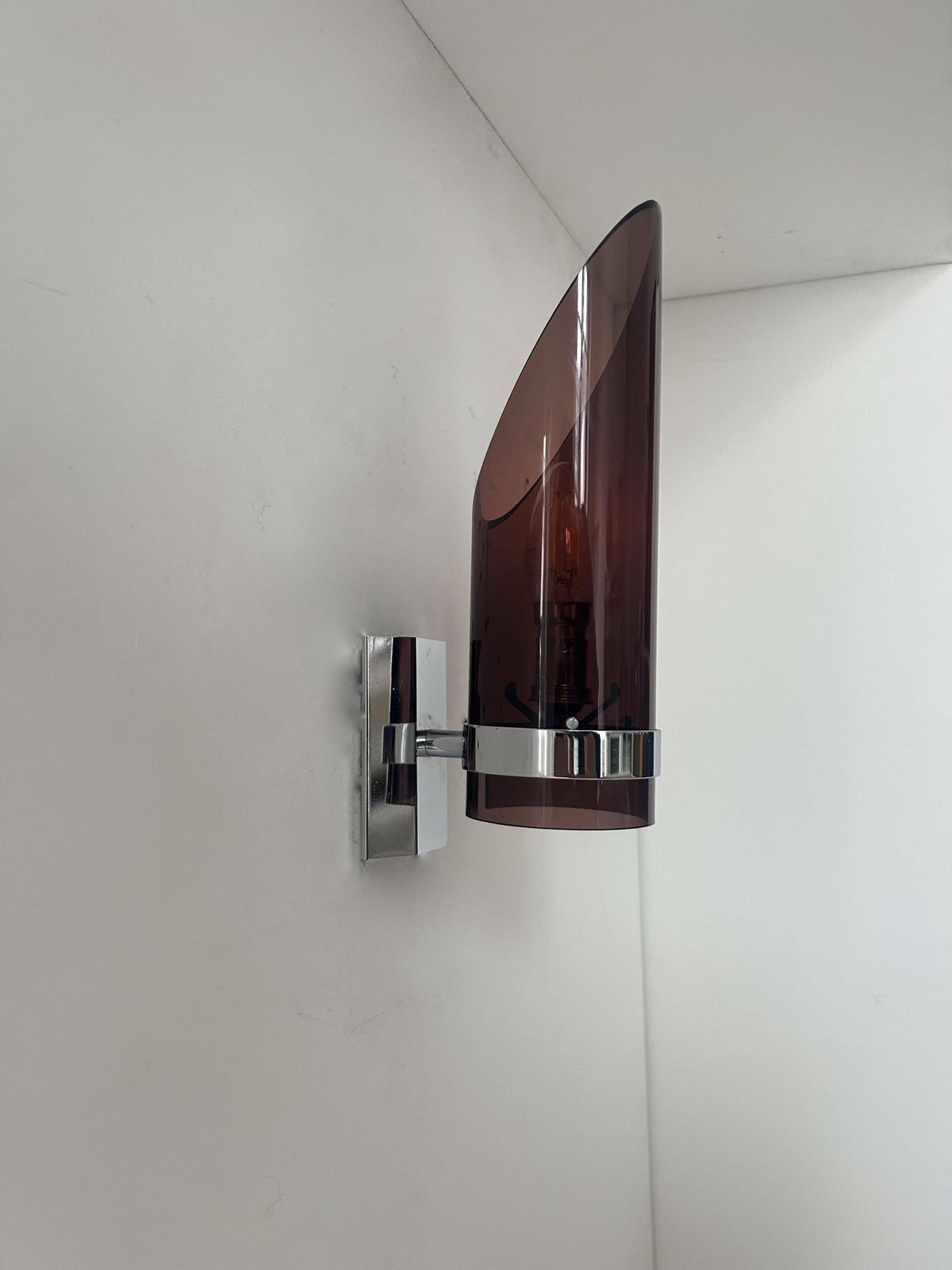 Wall Lamp In Chrome And Smoked Altuglas, France 1970 photo 152.0