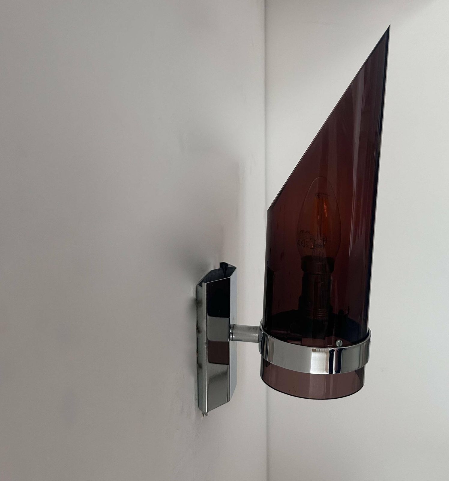 Wall Lamp In Chrome And Smoked Altuglas, France 1970 photo vinterior