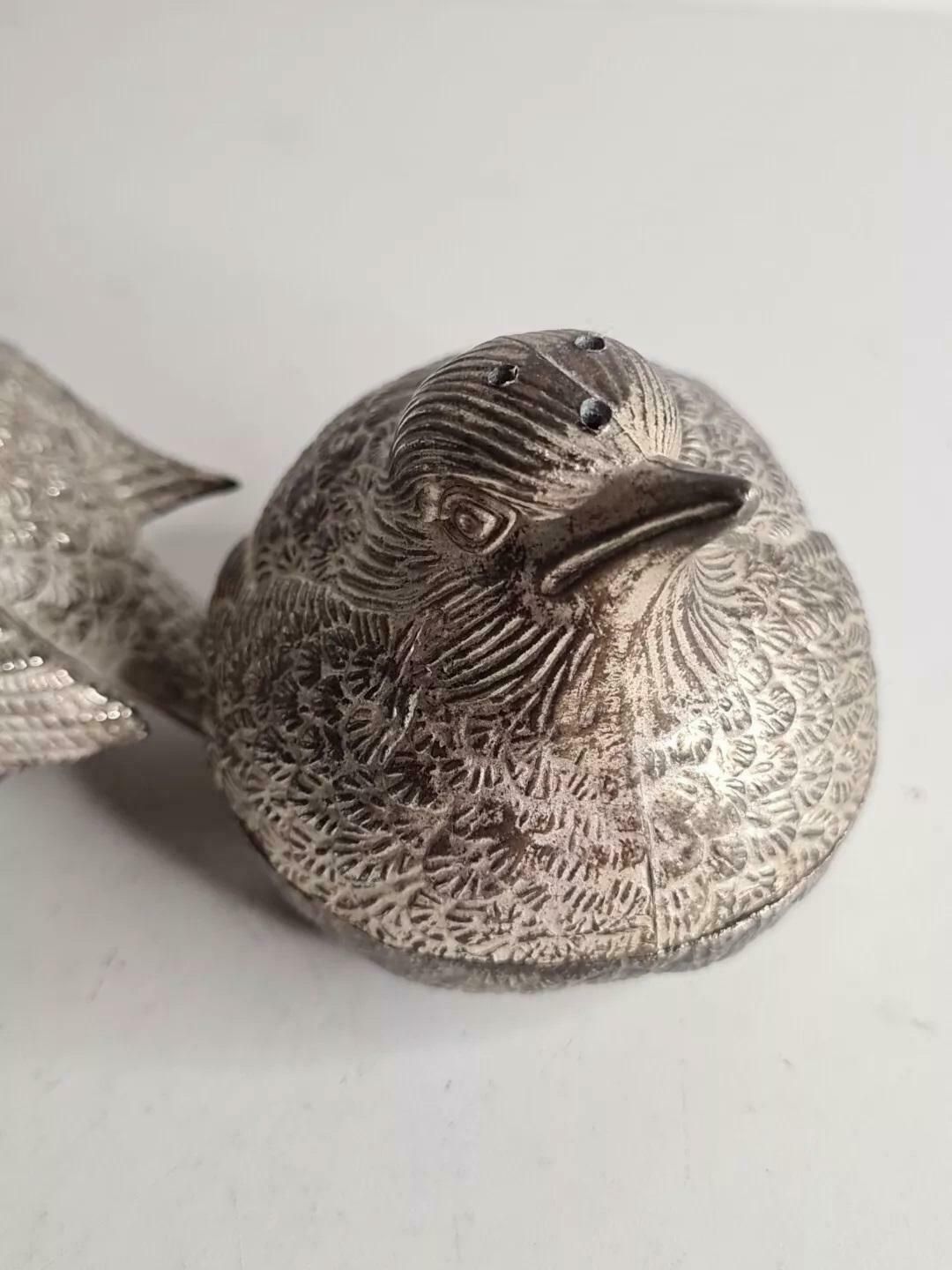 Decorative Silver Salt Shaker, A Pair Of Antique Salt Shaker Sliver Quail Birds photo buy